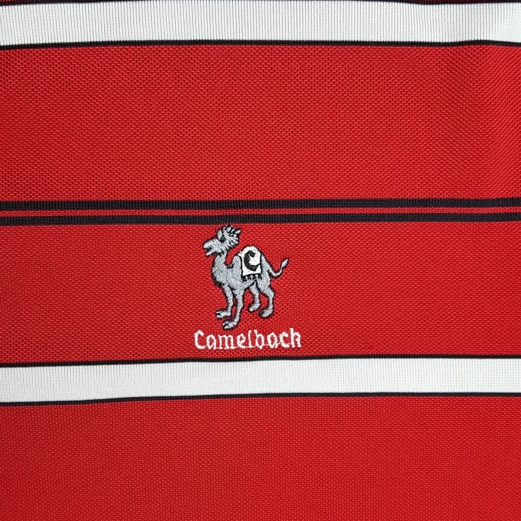 Footjoy VINTAGE FootJoy Camelback Golf Club Red Striped Mens Size XL Button Collar Polo Shirt FJ Size US XL / EU 56 / 4 - 3 Thumbnail