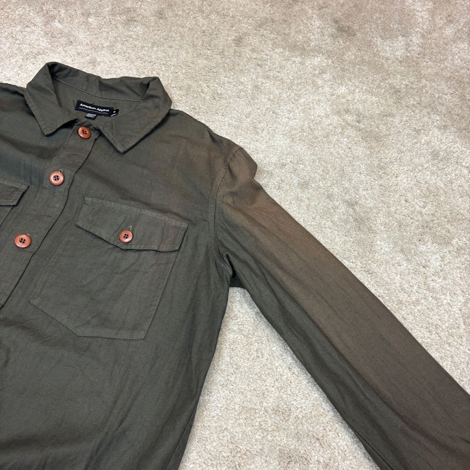 American Apparel Vintage American Apparel Army Green Button Up Shirt M Size US M / EU 48-50 / 2 - 9 Thumbnail