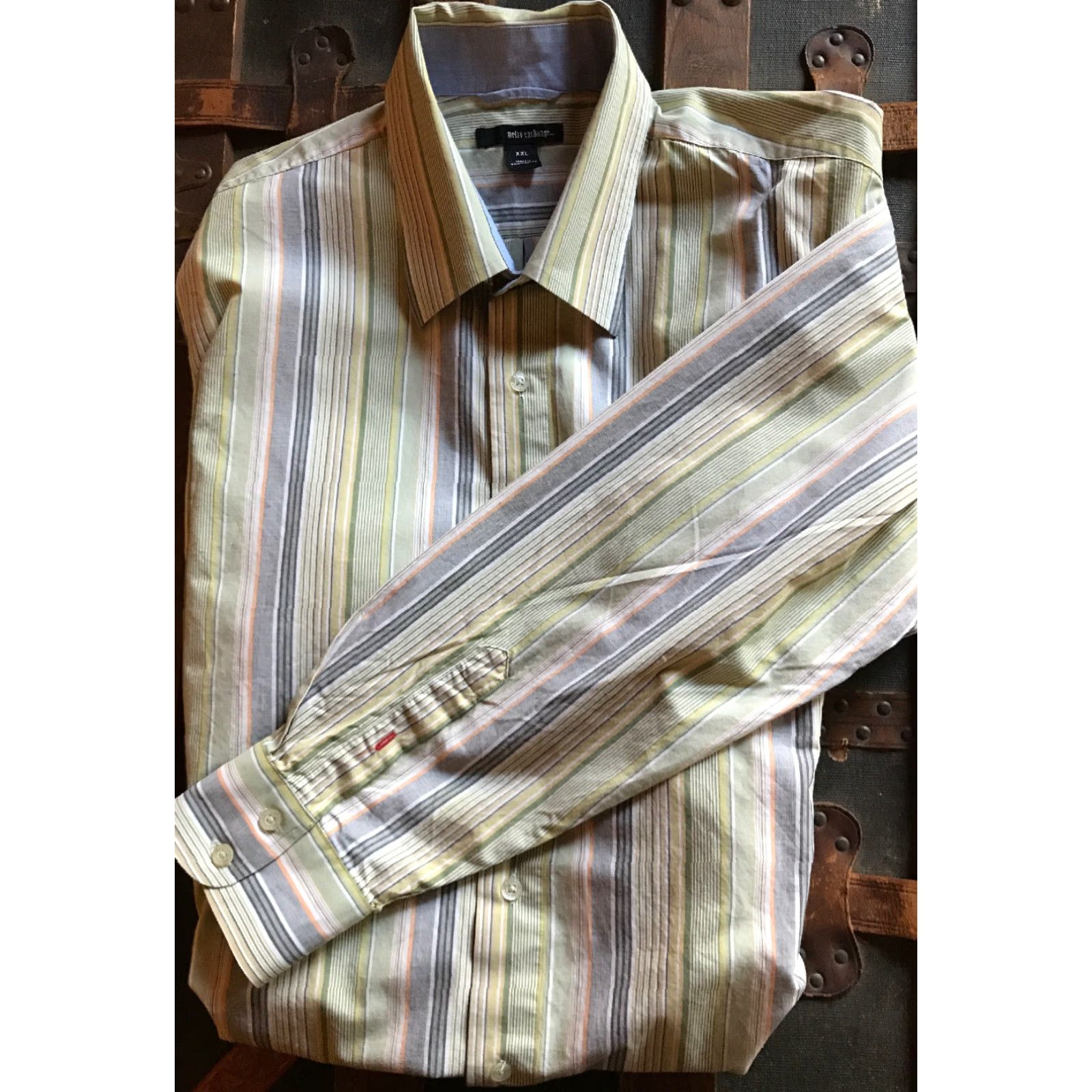 Etro Metro Exchange XXL Green Stripe Button Down Men's Shirt 100% Cotton Size US XXL / EU 58 / 5 - 3 Thumbnail