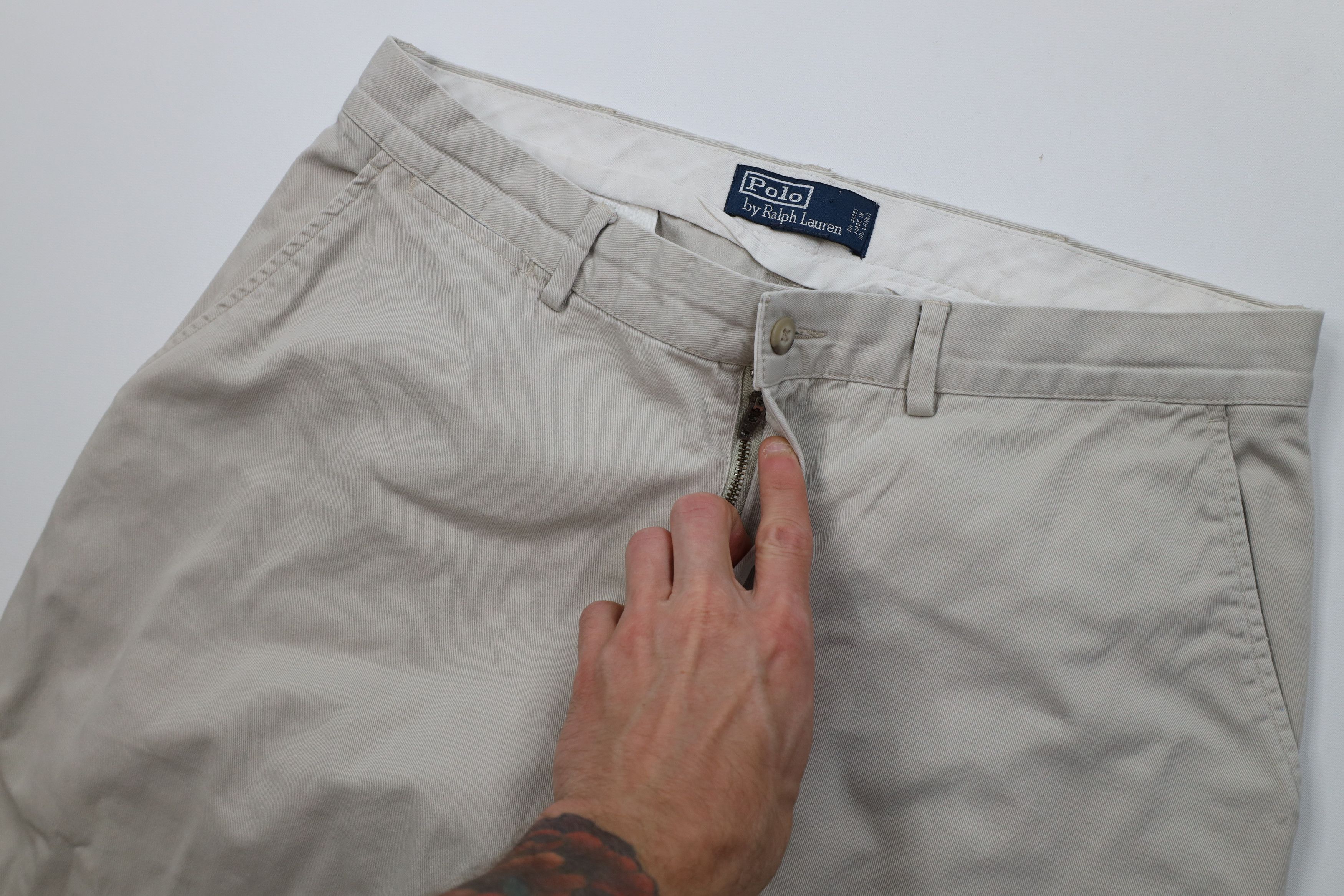 Ralph Lauren Vintage 90s Ralph Lauren Wide Leg Chino Pants Gray Cotton Size US 34 / EU 50 - 6 Thumbnail
