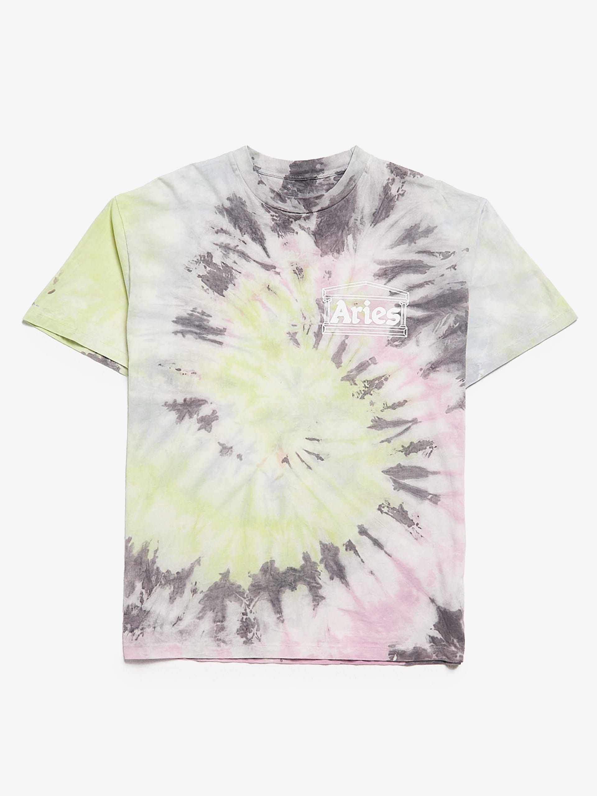 image of Aries Pastel Tie-Dye Cotton Logo T-Shirt, Men's (Size Large)
