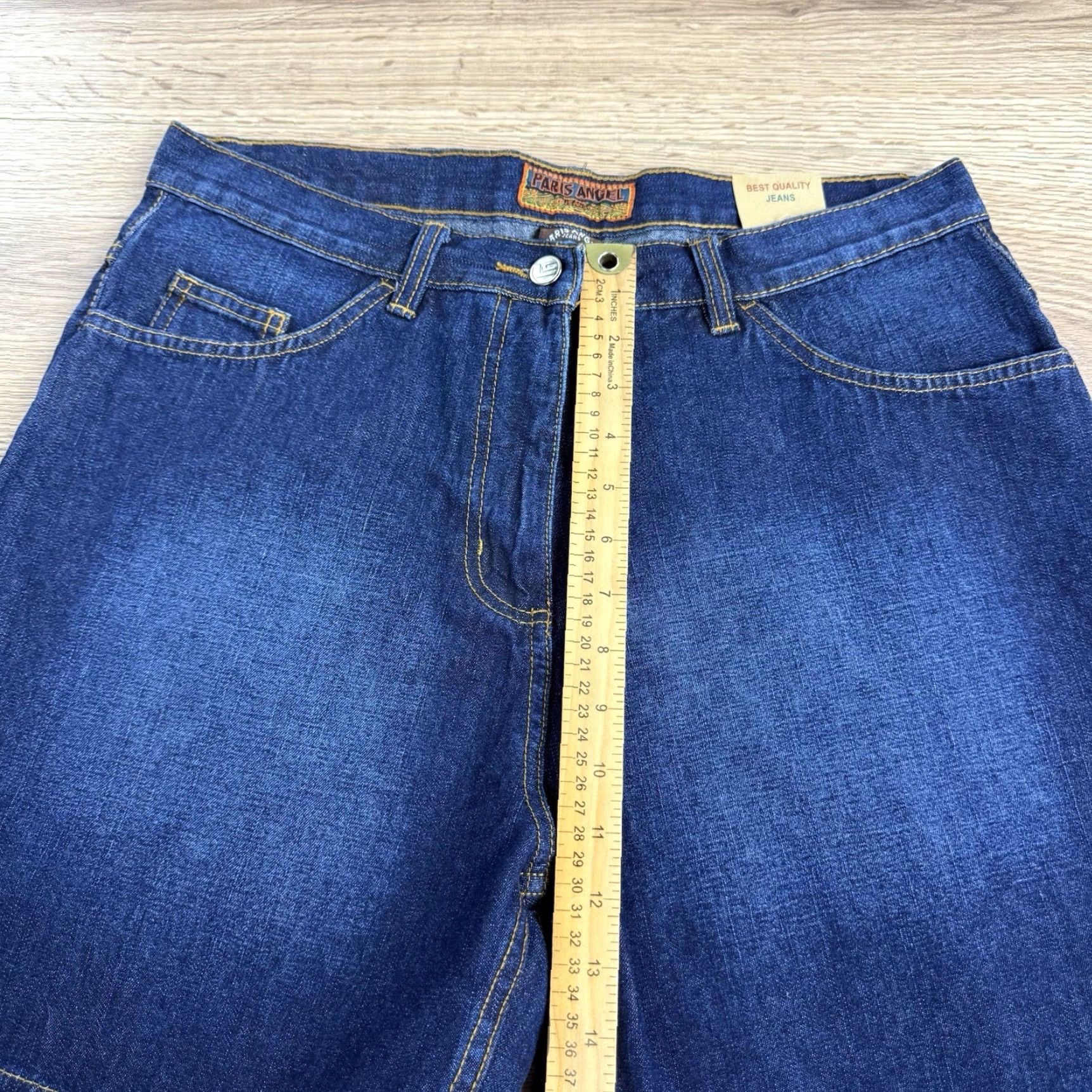 Vintage VINTAGE Paris Angel Denim Shorts Bermuda Women 14 High Rise Blue Embroidered Pockets 6in Inseam Ladies Size 36" / US 14 / IT 50 - 6 Thumbnail