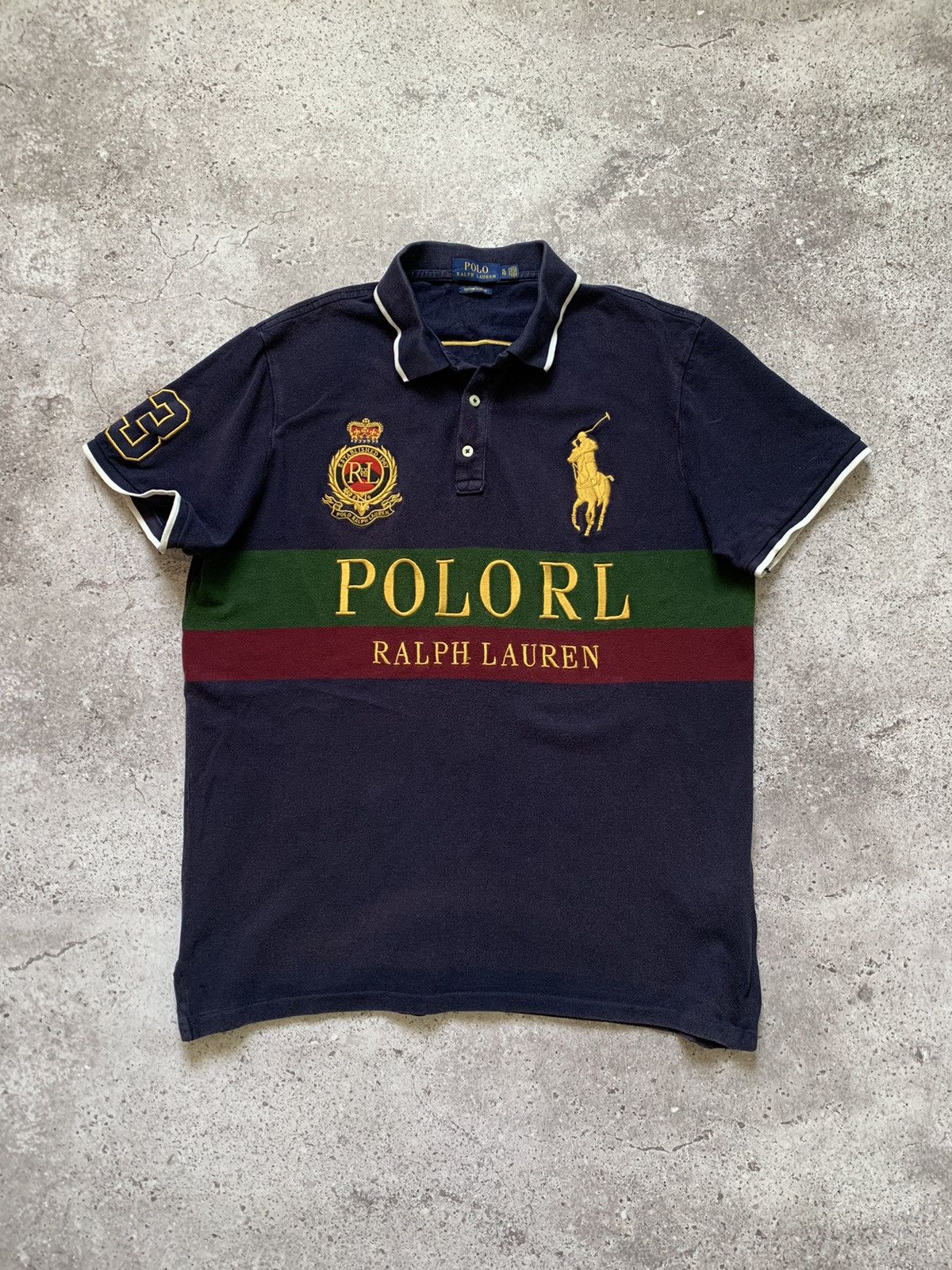 Pre-owned Polo Ralph Lauren X Vintage Polo Ralph Laurent 3 Regby Big Pony In Navy