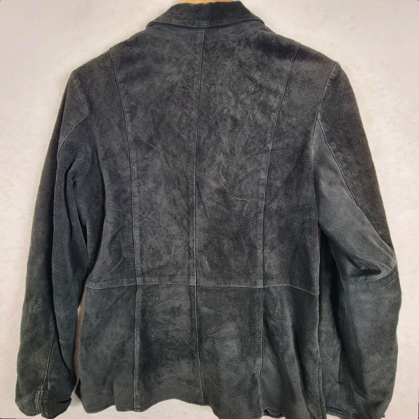 Liz Claiborne Liz Claiborne Blazer Jacket Women's PS Petite Black Suede Mid-Length Button Long Sleeve Lined Polyester City Casual Workwear Fall Winter Size S / US 4 / IT 40 - 3 Thumbnail