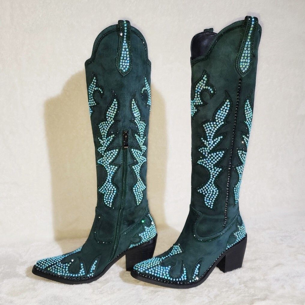 Other Sparks Country Western Cowgirl Knee Boots Dazzleing Iridesce Size US 7.5 / IT 37.5 - 3 Thumbnail