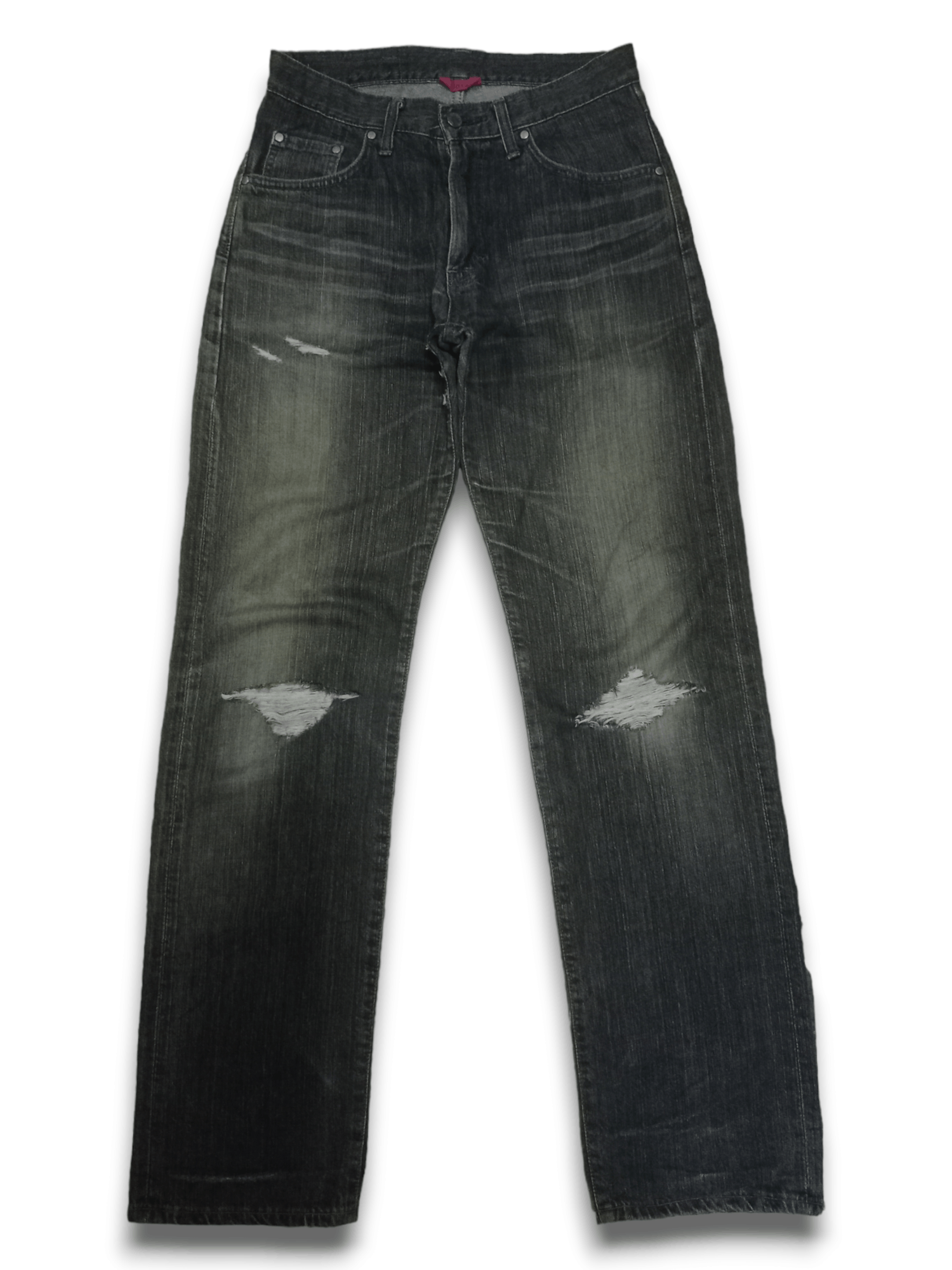 image of Distressed Denim x Edwin Vintage Japanese Edwin 503 Sick Mud Wash Rip Baggy Jeans in Black (Size 29