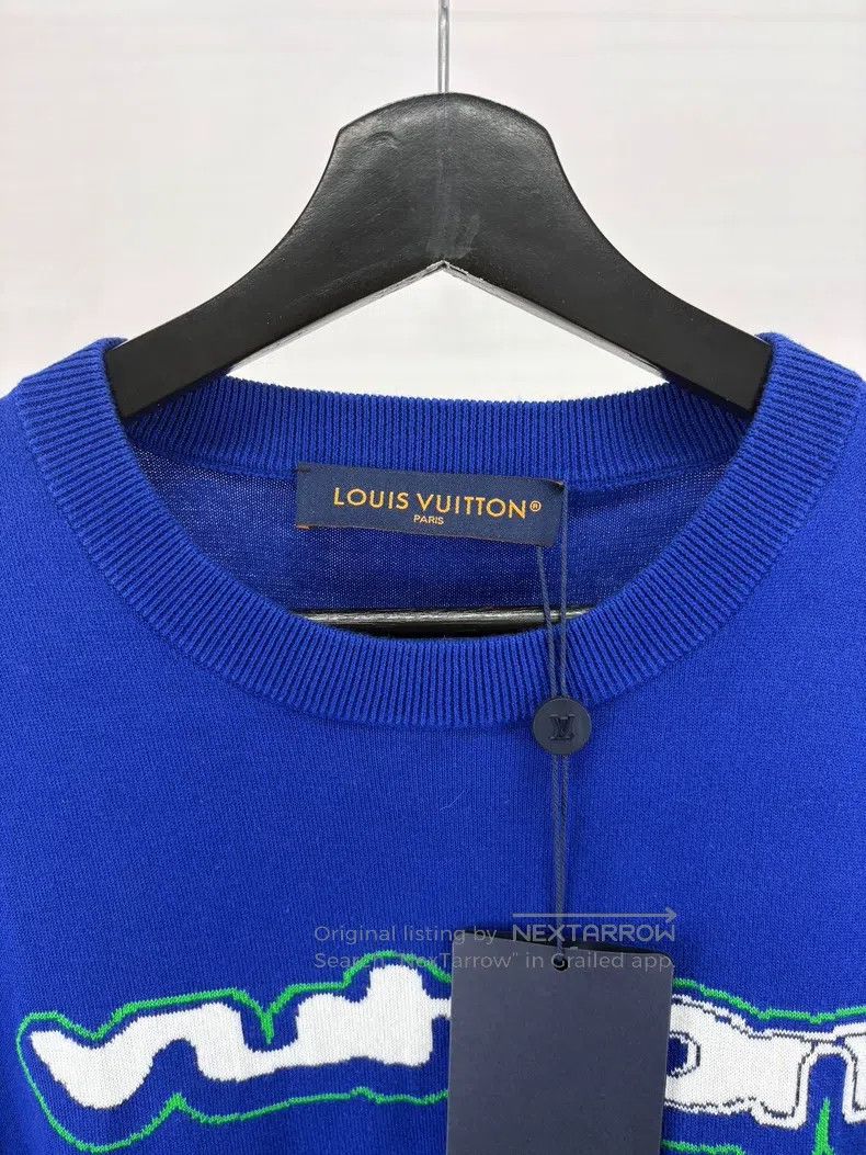 Louis Vuitton Louis Vuitton White and blue logo knitted short sleeve Size US M / EU 48-50 / 2 - 3 Thumbnail