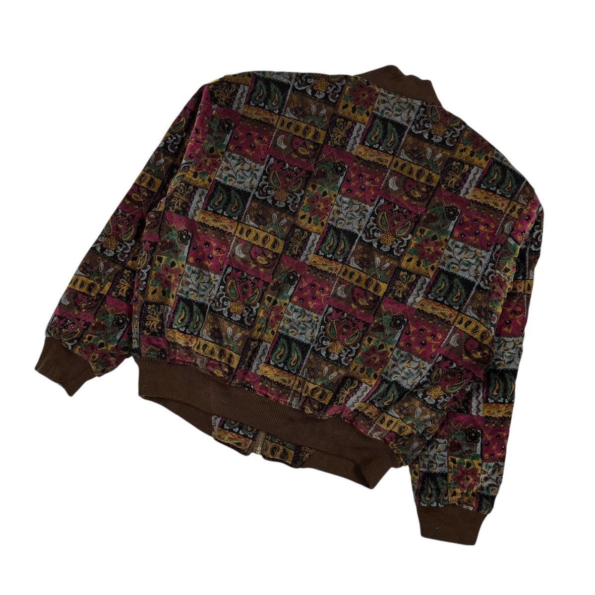 If Six Was Nine Vtg🔥Japanese Brand Bomber Patterned Velvet Quilted Jacket Size US L / EU 52-54 / 3 - 11 Thumbnail