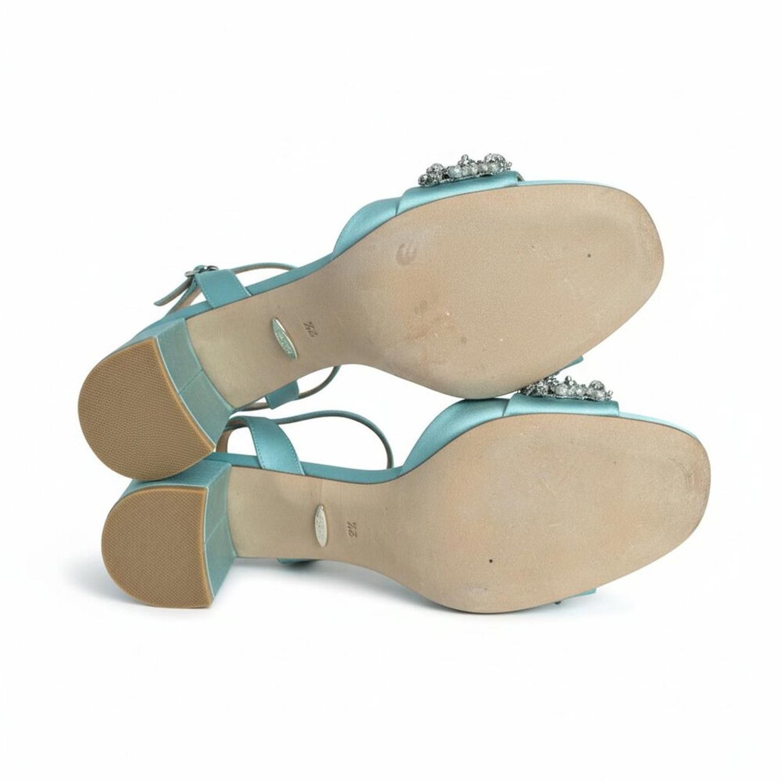 Other New Badgley Mischka Clara Teal Pearl Block Heel Sandals 8.5 Size US 8.5 / IT 38.5 - 2 Thumbnail