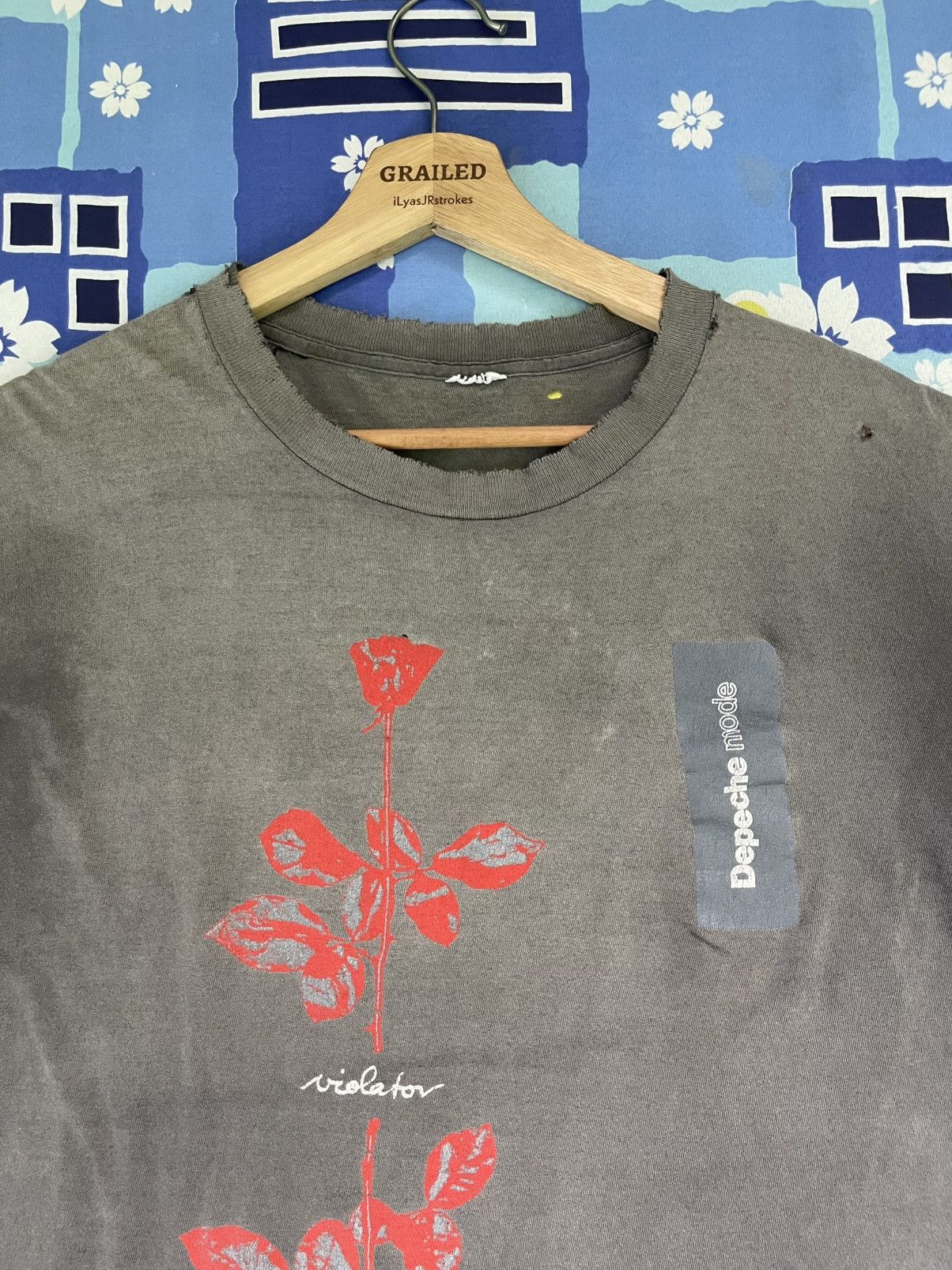 Band Tees Thrashed 1990 Depeche Mode Violator Album World Tour Tee Size US M / EU 48-50 / 2 - 22 Thumbnail