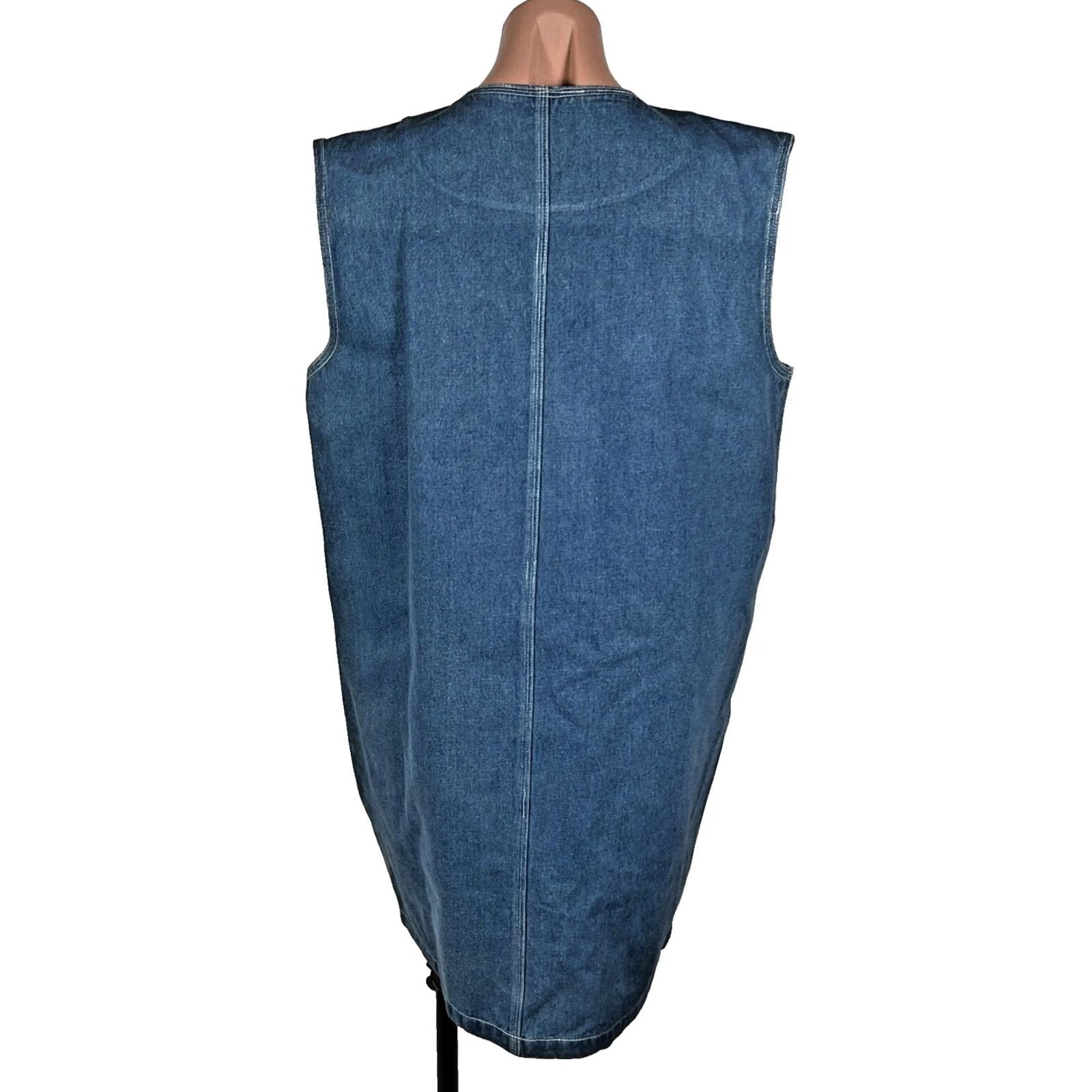 Denime VINTAGE A.M.I. Jumper Dress Denim Blue MIDI Chambray XL Lightweight 90s Women Jumper Dress 90s Womens Size XL / US 12-14 / IT 48-50 - 2 Thumbnail