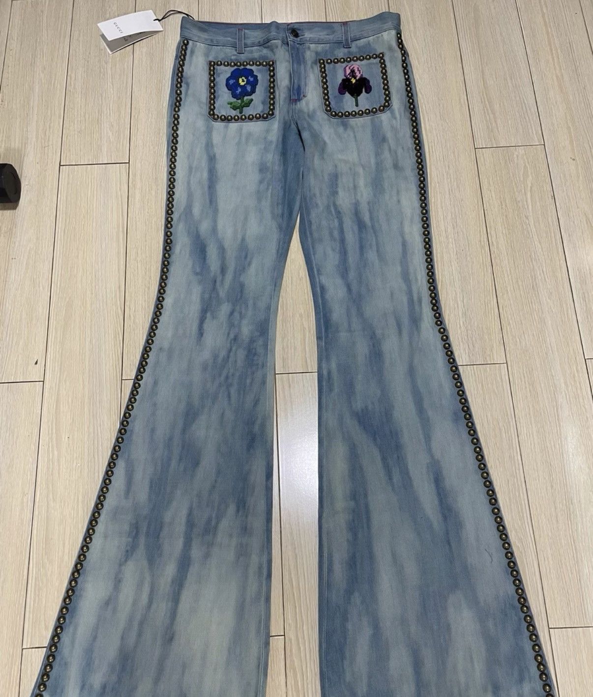 Gucci Gucci 17SS Runway Extra Long Studded Flared Jeans Size 28" / US 6 / IT 42 - 1 Thumbnail