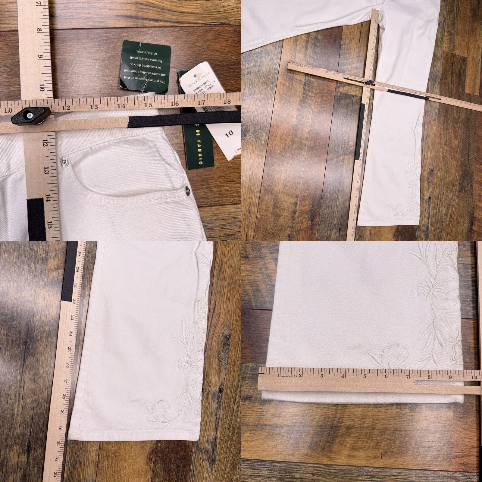 Ralph Lauren Lauren Ralph Lauren Jeans Womens 10 White Floral High Rise Stretch Denim 5-Pocket Regular Bootcut NWT Womens Jeans Size 32" / US 10 / IT 46 - 9 Thumbnail