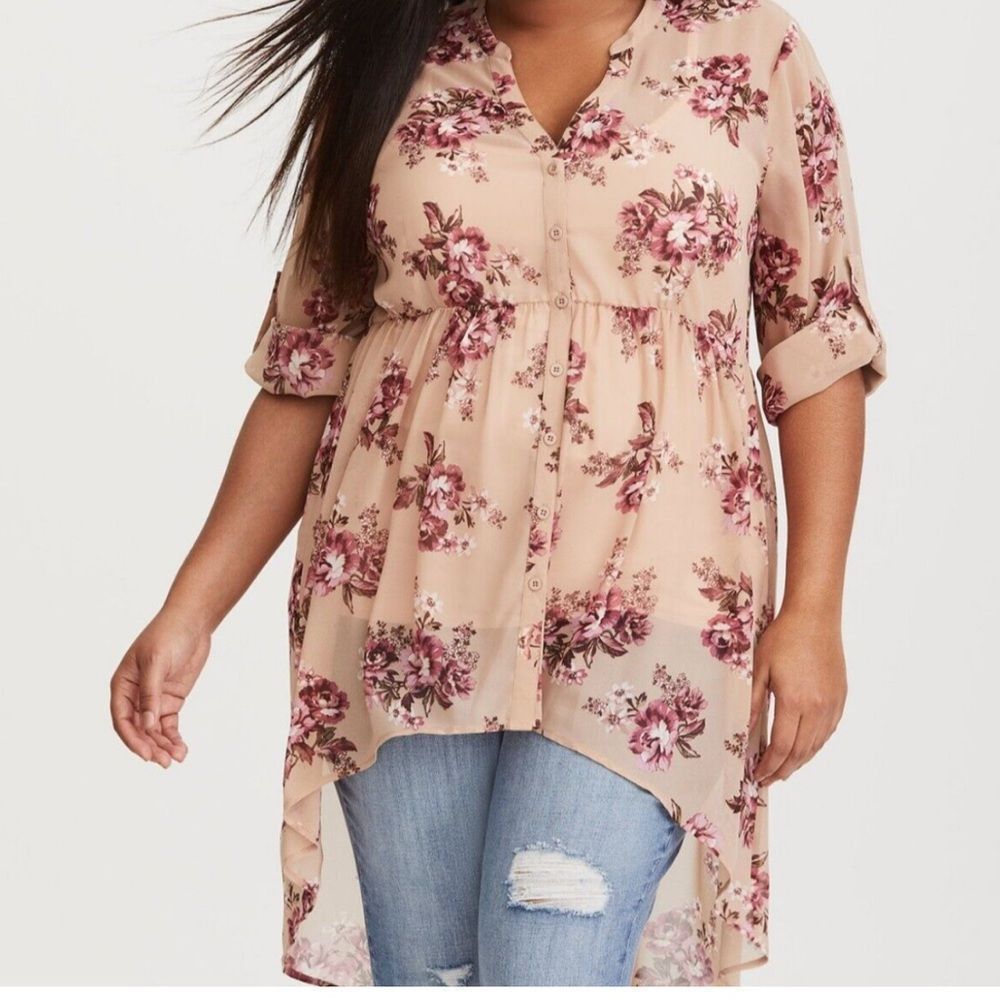 Other NWOT Torrid Pink Asymmetrical Tunic Blouse Size XS / US 0-2 / IT 36-38 - 2 Thumbnail