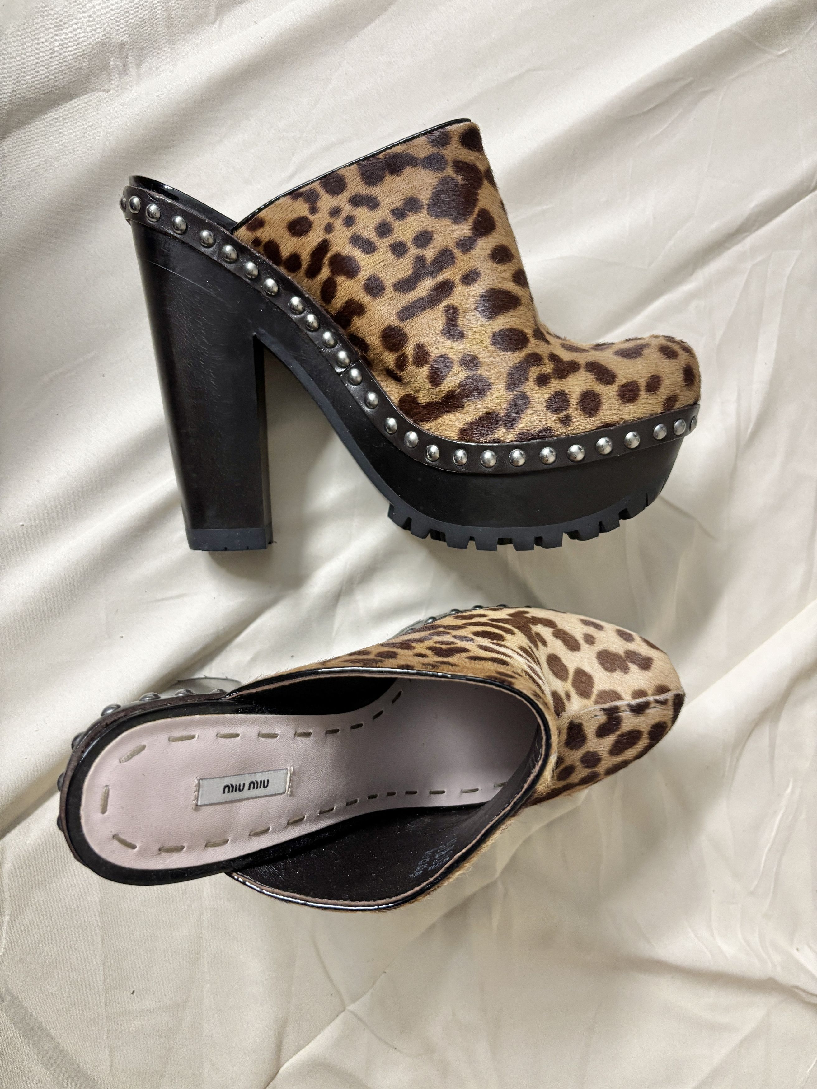 Miu Miu Miu Miu Animal Print Platform Clogs Size US 10.5 / IT 40.5 - 4 Thumbnail