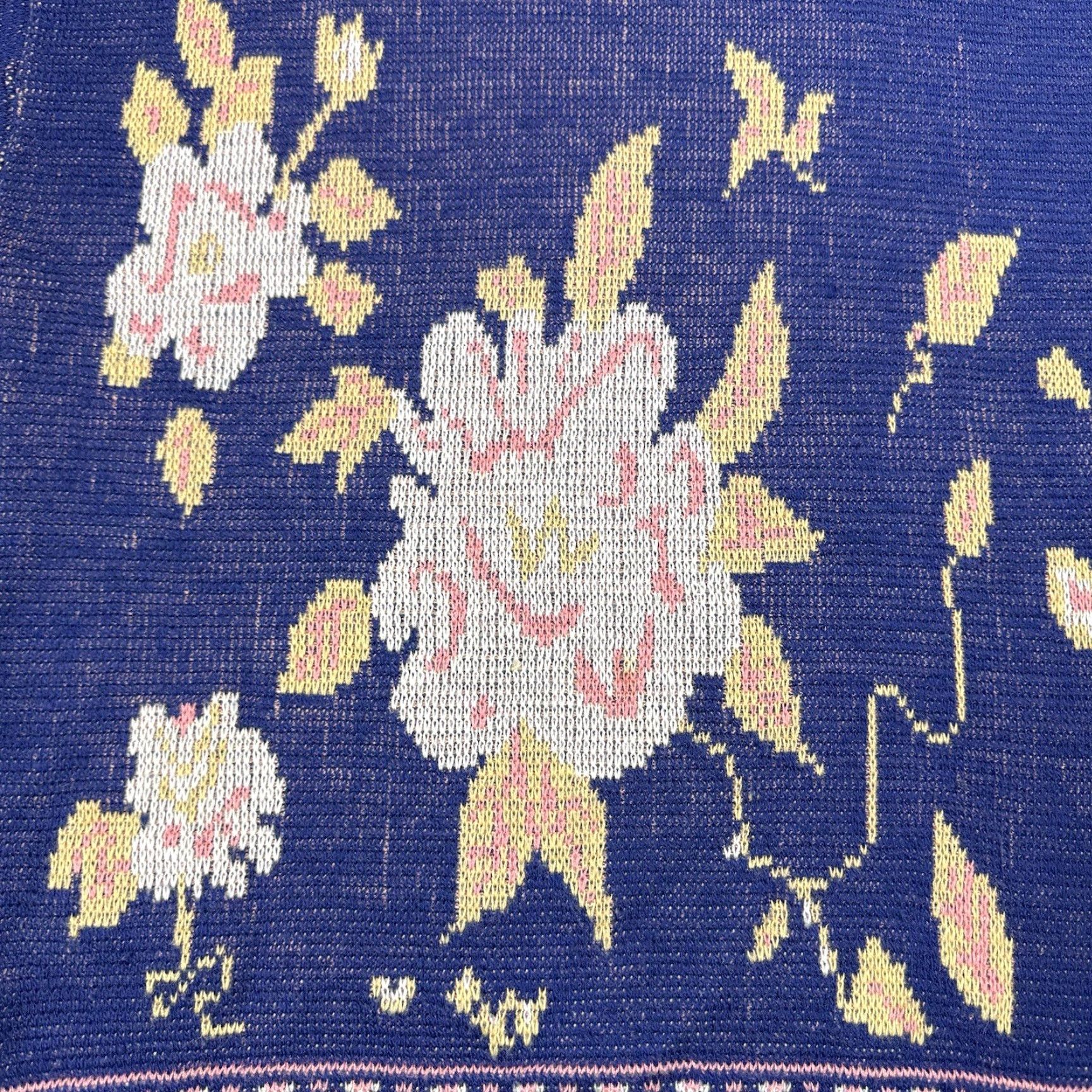 Vintage VINTAGE Hewlett Boho Floral Turtleneck Knit Sweater Womens Medium Blue 70s Size M / US 6-8 / IT 42-44 - 2 Thumbnail