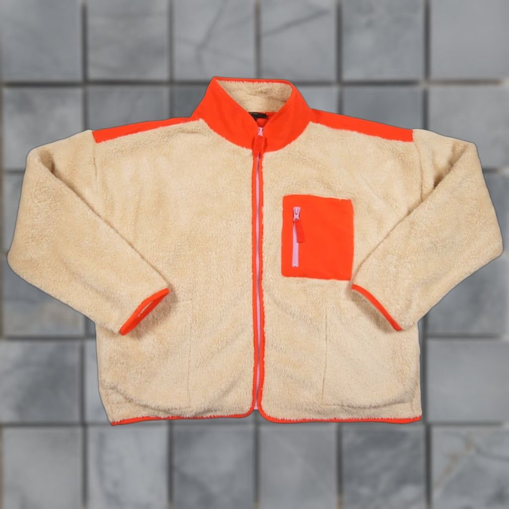 J.Crew VINTAGE JCrew Jacket Womens Large Beige Fleece Sherpa Plush Full Zip Outdoors Ladies Size L / US 10 / IT 46 - 1 Thumbnail