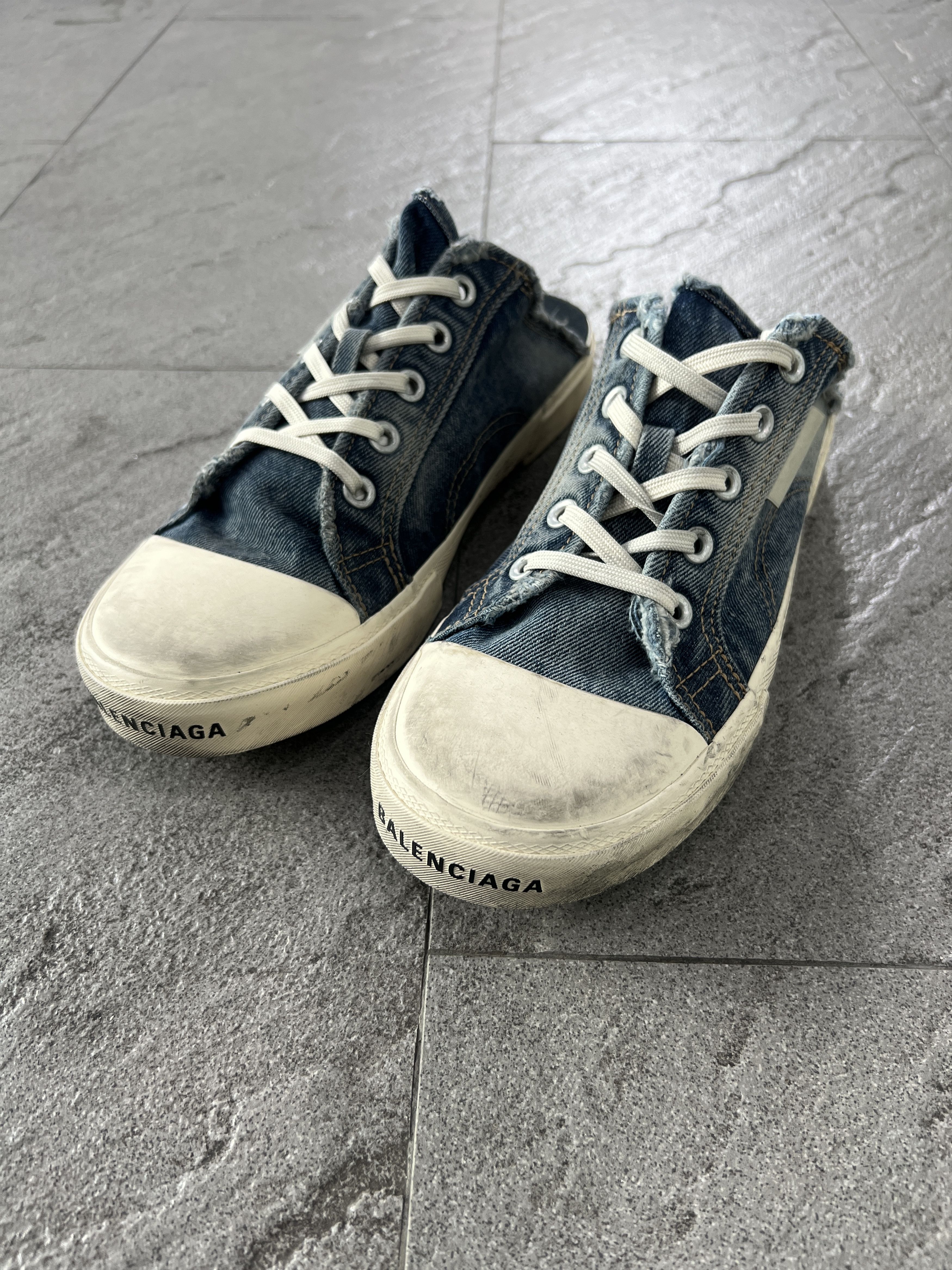Balenciaga Balenciaga Paris Mule Denim Sneakers Distressed EU42 Size US 9 / EU 42 - 2 Thumbnail