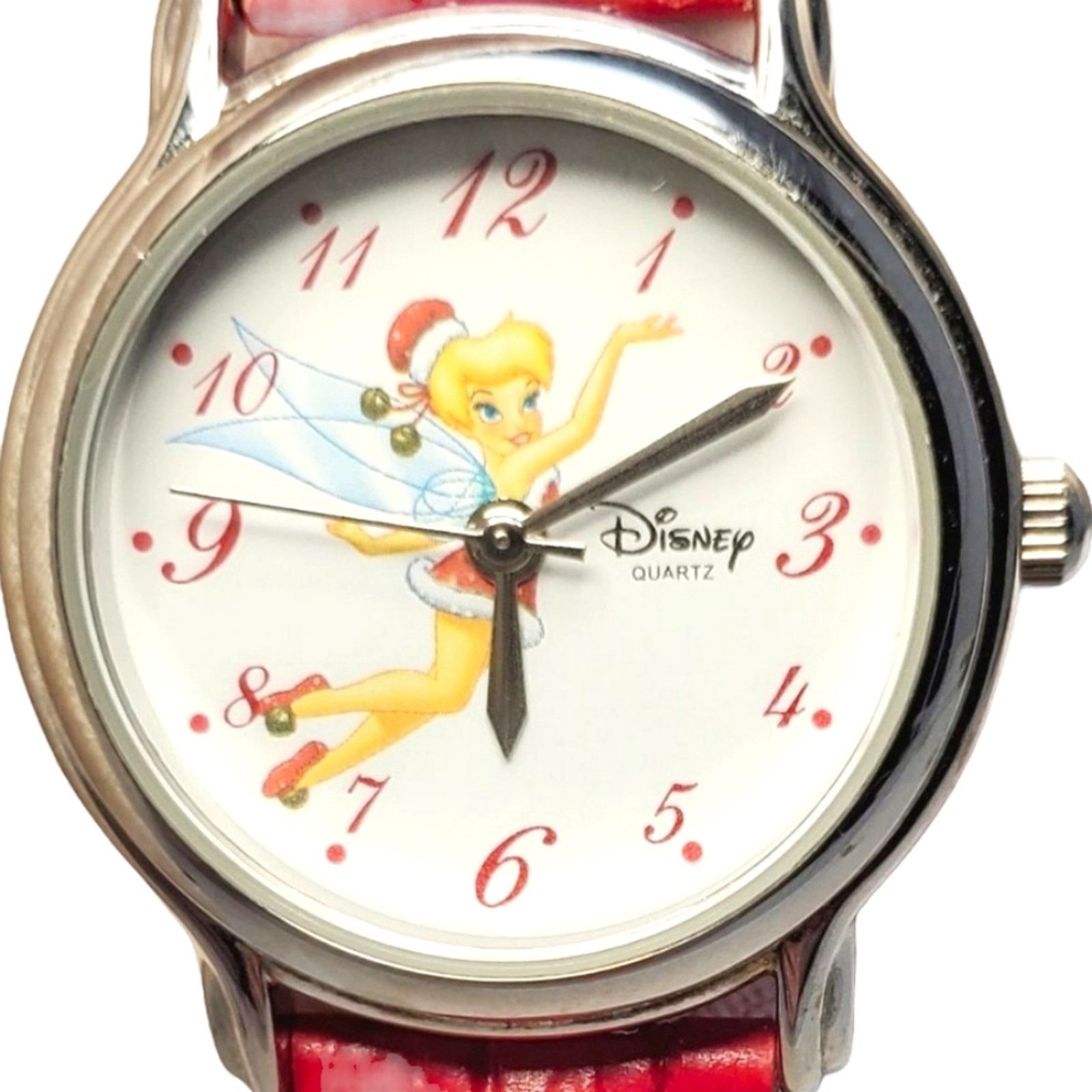 Disney Disney Tinker Bell Holiday Quartz Watch Silver Red Leather Size ONE SIZE - 1 Thumbnail