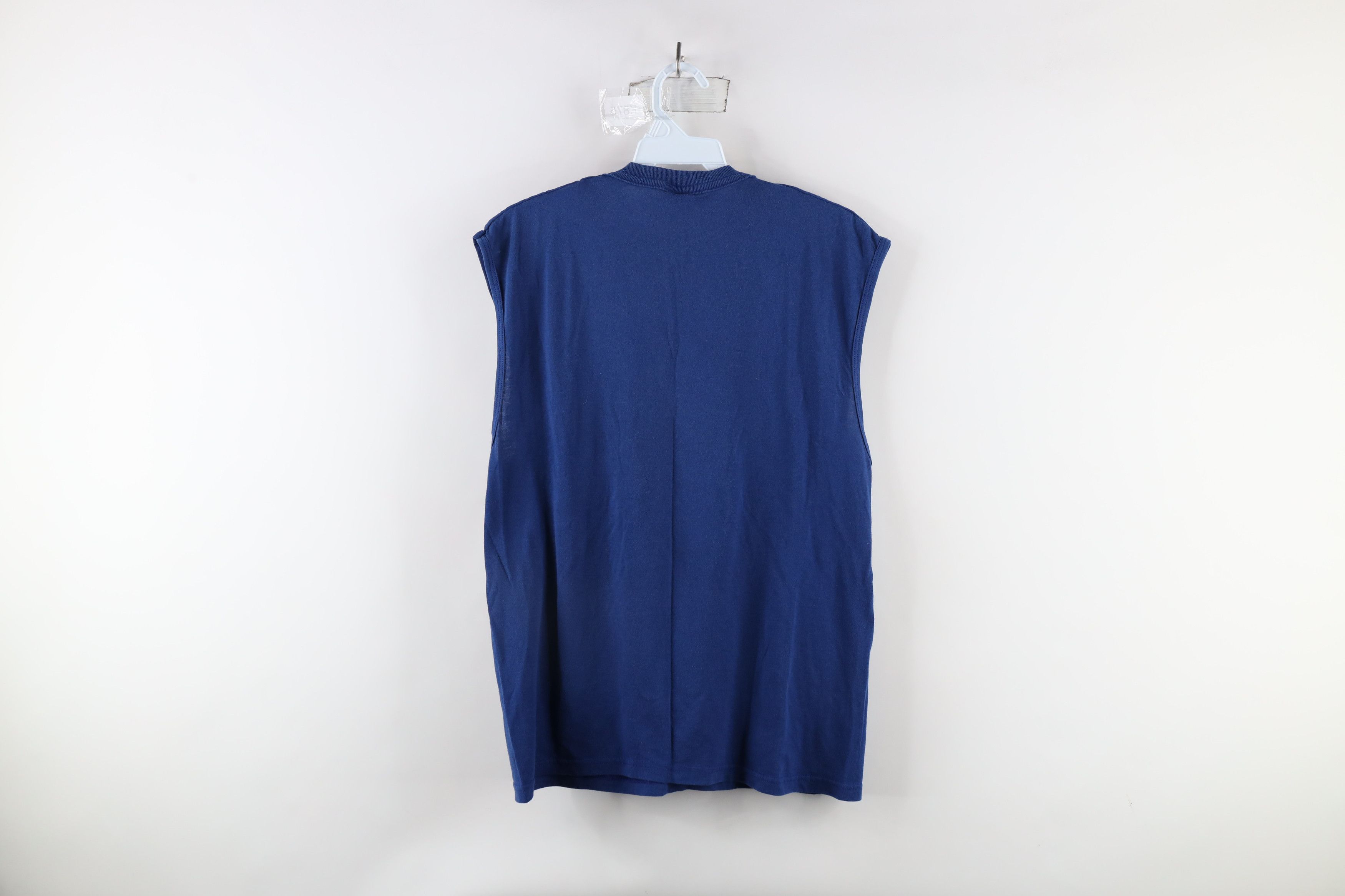Vintage Vintage 90s Streetwear Blank Sleeveless Muscle T-Shirt Blue Size US L / EU 52-54 / 3 - 7 Thumbnail