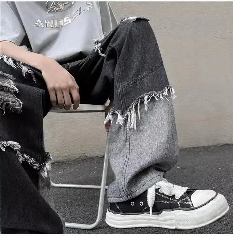 Japanese Brand Retro washed patchwork distressed jeans Size US 32 / EU 48 - 3 Thumbnail