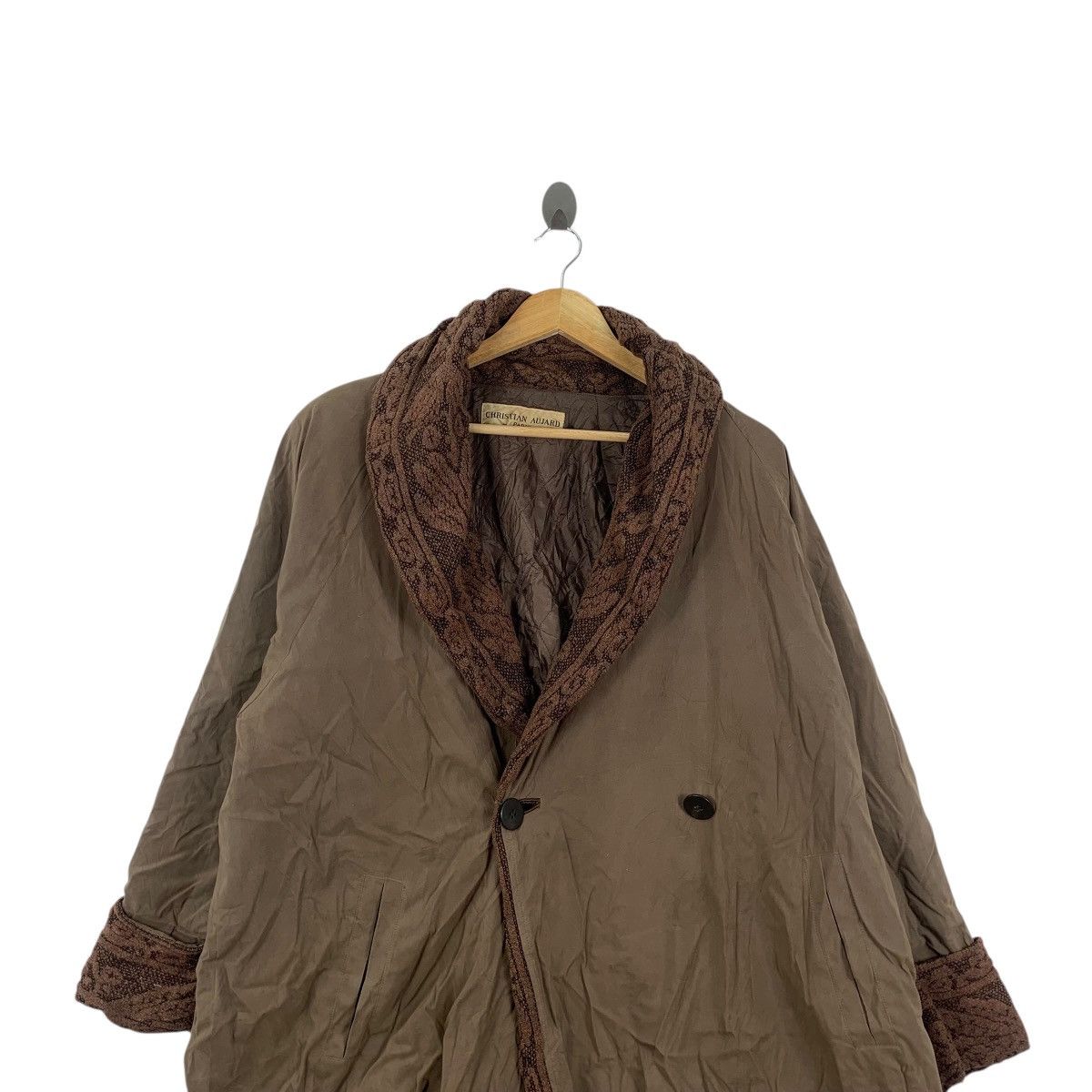 Vintage Vintage CHRISTIAN AUJARD PARIS Paisley Trench Coat Jacket Size XXL / US 16-18 / IT 52-54 - 2 Thumbnail