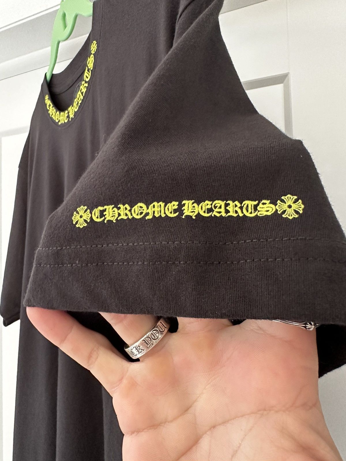 image of Chrome Hearts Acidick Greed Neck Logo in Black, Men's (Size Large)