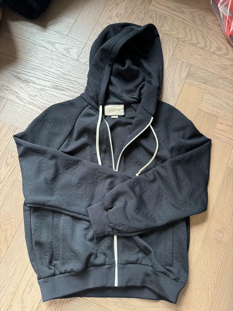 Gucci Gucci Black Logo Print Zip-Up Jacket - dmc Size US S / EU 44-46 / 1 - 1 Thumbnail