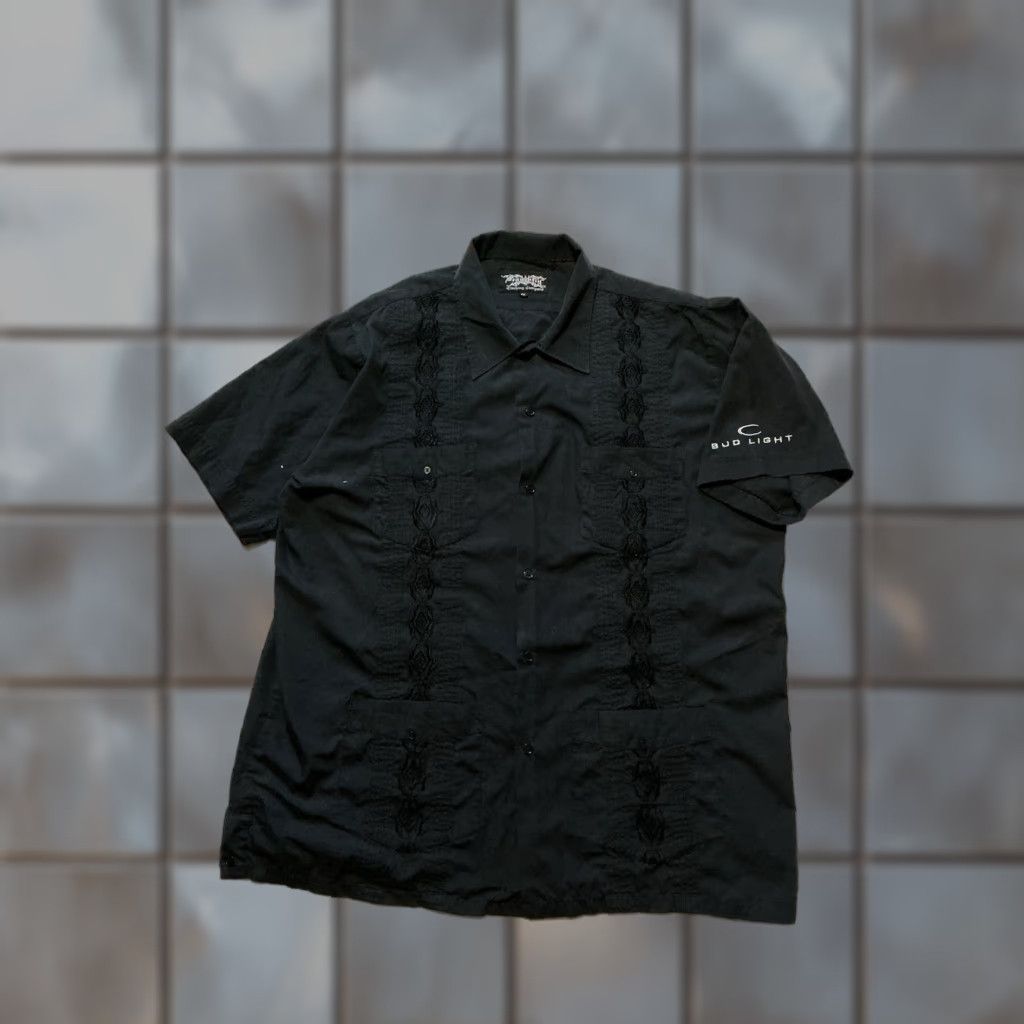 Vintage VINTAGE Dragonfly Guayabera Embroidered Bud Light Black Button S/S Shirt XL Mens Size US XL / EU 56 / 4 - 1 Thumbnail