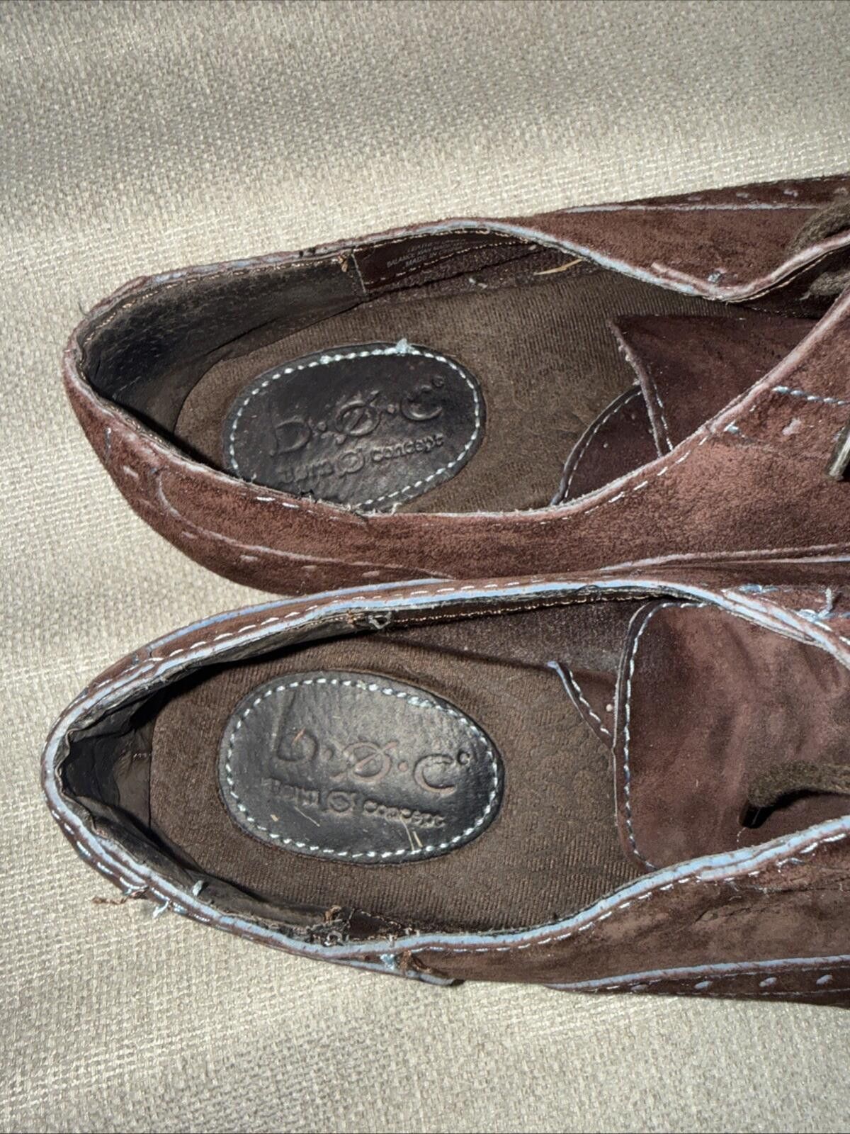 Born Born Suzette Wingtips Brown Suede Oxford Flat Blue Stitching Size US 8 / IT 38 - 3 Thumbnail