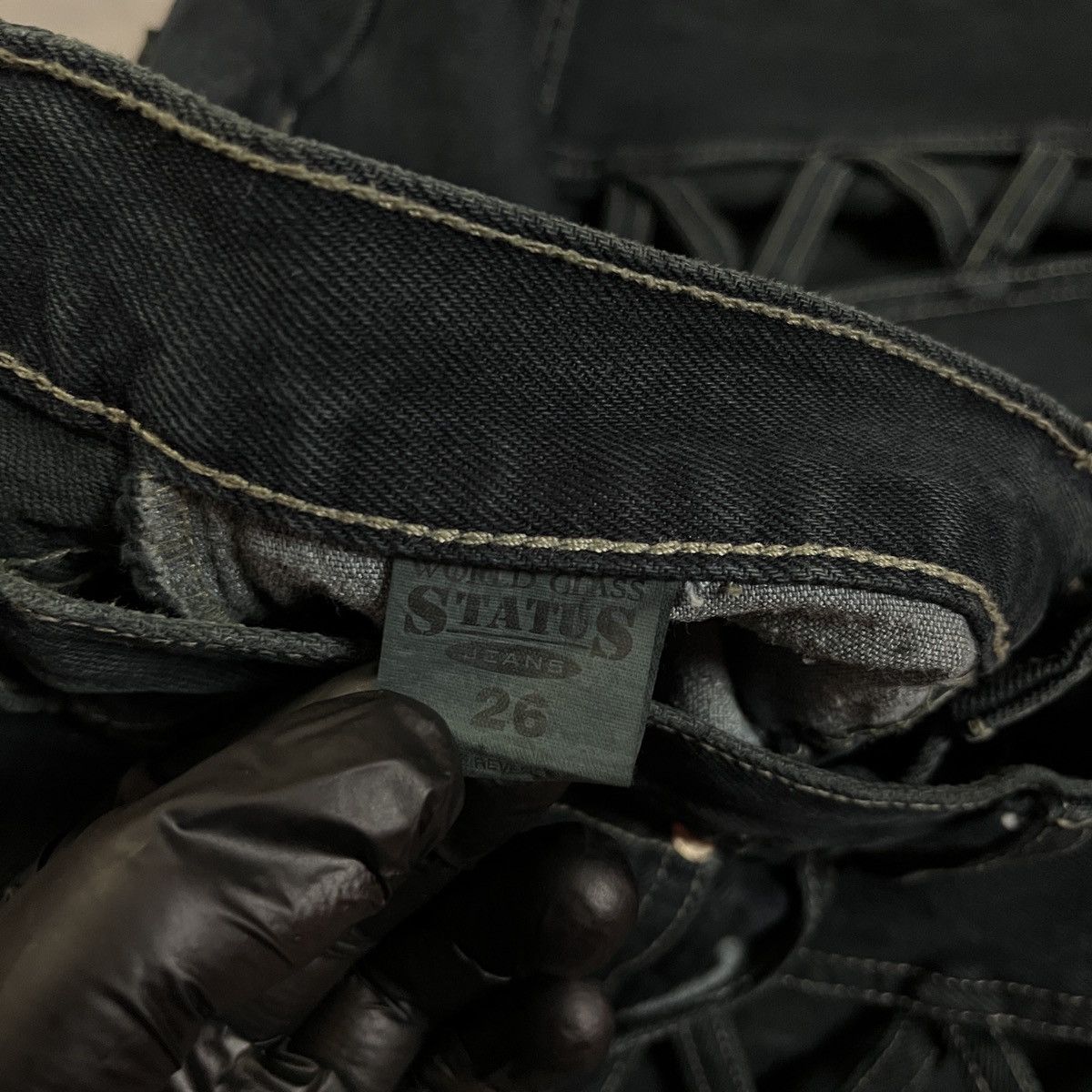 Japanese Brand 2000s Status Jeans Lace-Up Flared Denim / Y2K Punk Rock Size 26" / US 2 / IT 38 - 10 Thumbnail