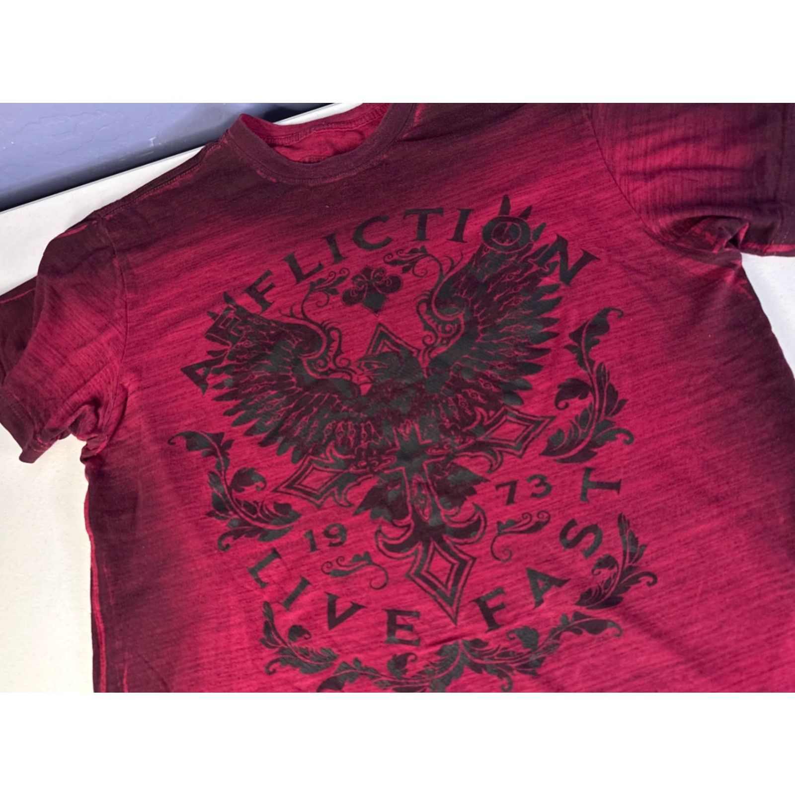 Affliction Affliction Shirt Red Live Fast Double Eagle Biker Graphic Tee USA Mens Sz L Shirt Mens Red Graphic Tee Size US L / EU 52-54 / 3 - 3 Thumbnail
