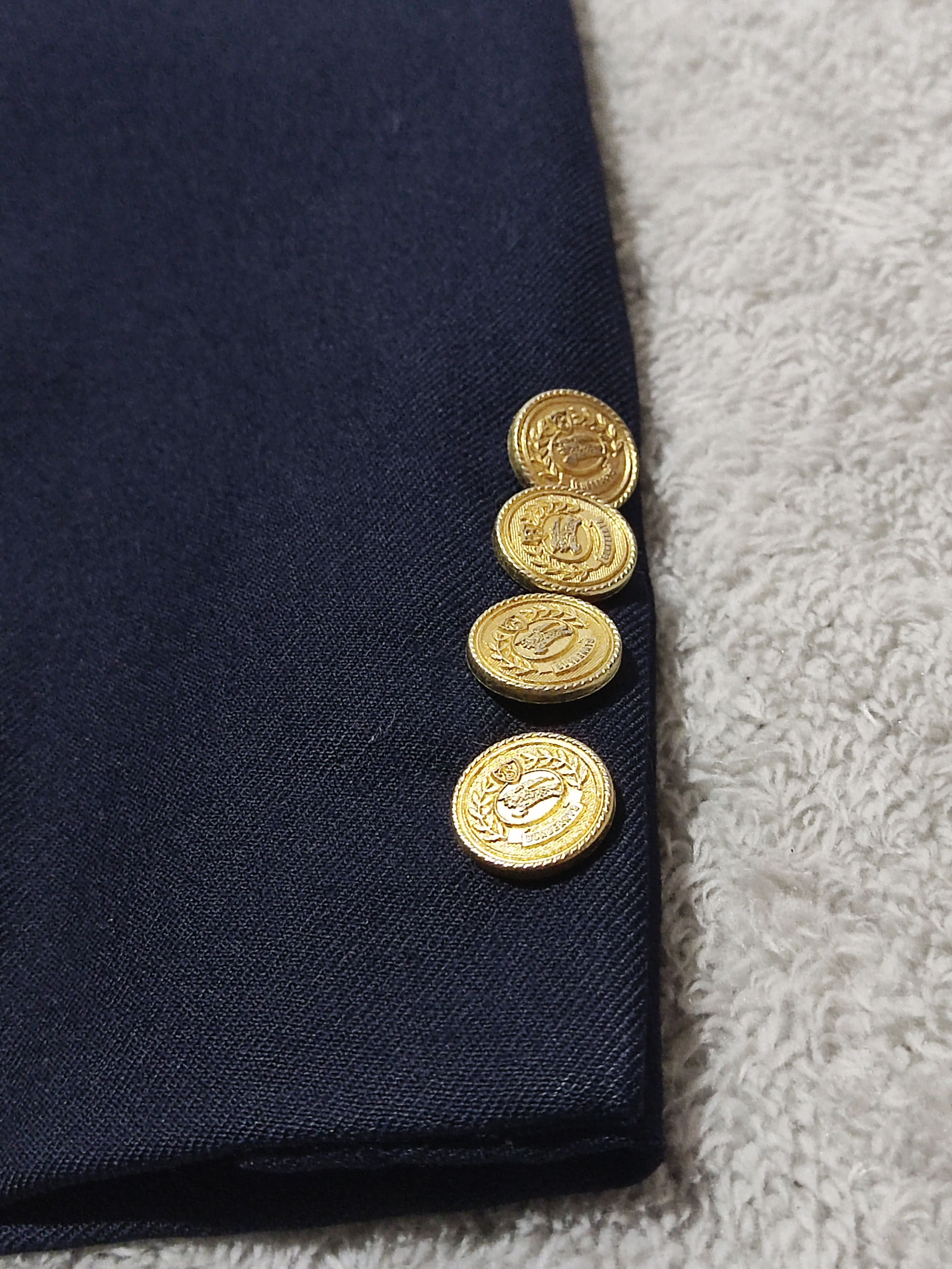 Burberry Prorsum Vintage Burberrys Tasmania Wool Knight Gold Button Blazer Size 40S - 8 Thumbnail