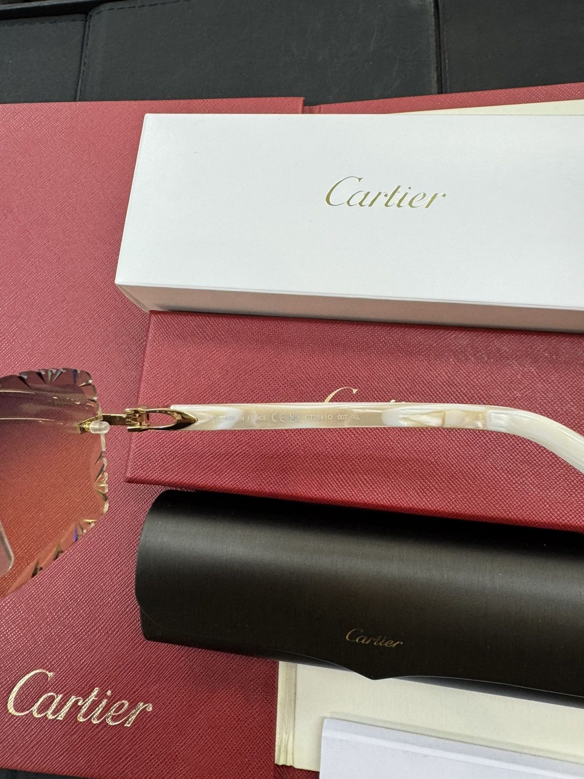 Cartier Cartier White Composite with Custom Diamond Cut Lenses Size ONE SIZE - 5 Thumbnail