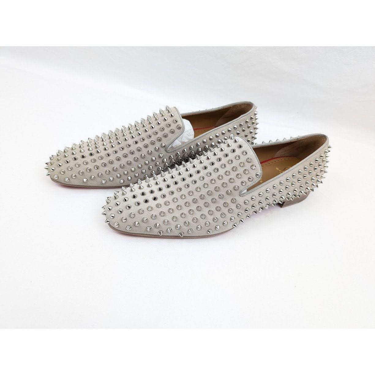 Christian Louboutin o1rshd1 Crosta Dandelion Spikes Flat Shoes in Goose/Silver Size US 12 / EU 45 - 18 Thumbnail