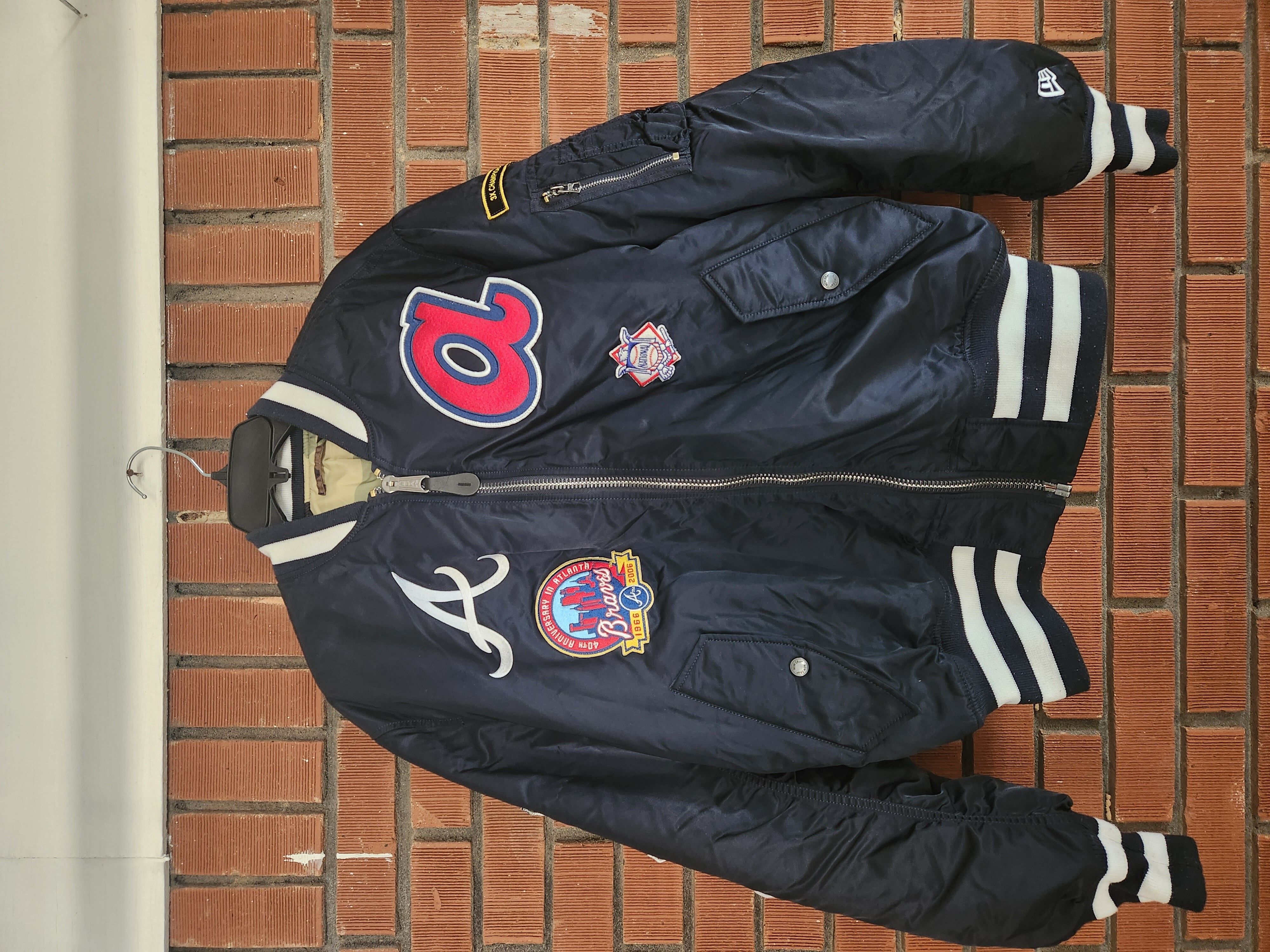 image of Alpha Industries X New Era Reversible Ma-1 Bomber Jacket in Navy Blue, Men's (Size Large)