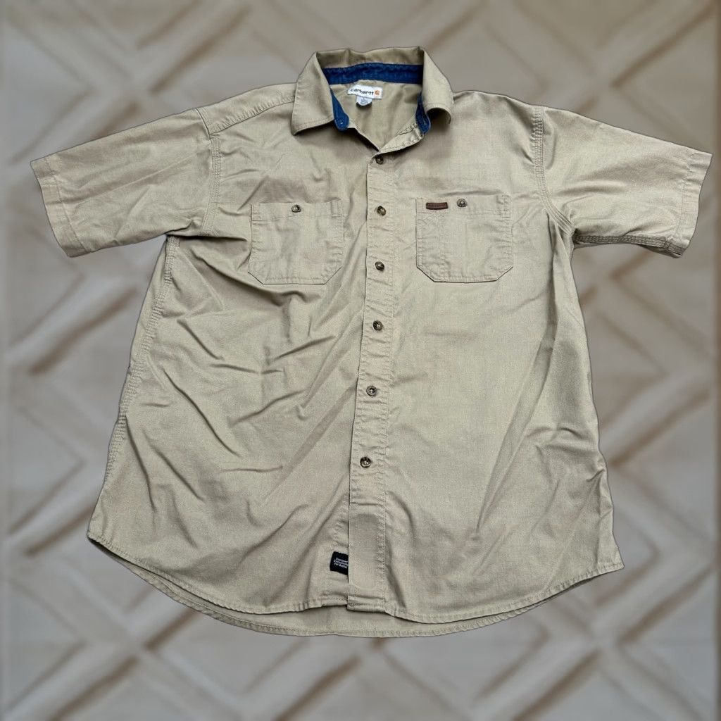 Carhartt VINTAGE Carhartt Button-Down Shirt Mens Large Brown Short Sleeve Cotton Casual Pocket Size US L / EU 52-54 / 3 - 1 Thumbnail