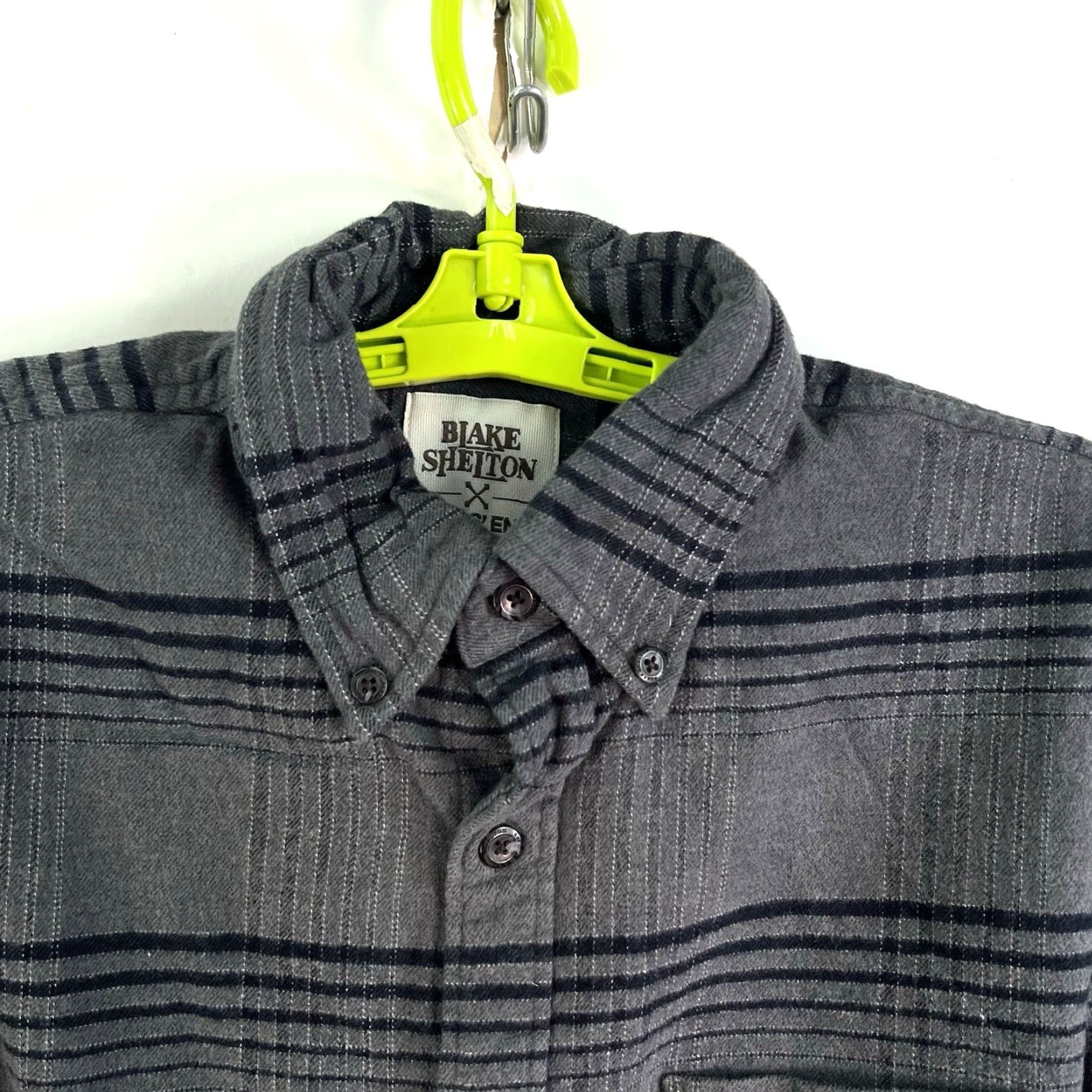 Lands' End Blake Shelton Plaid Flannel Button-Up Shirt Mens Medium (15.5) Gray/Blue Classic Western Outdoor Size US M / EU 48-50 / 2 - 2 Thumbnail