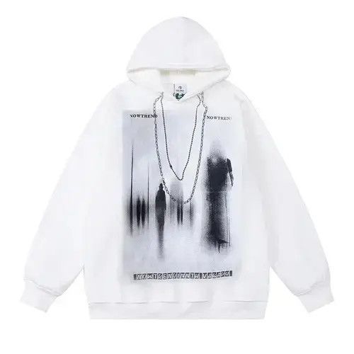 Rare fashion goth gothic shadow hoodie sweatshirt with chain