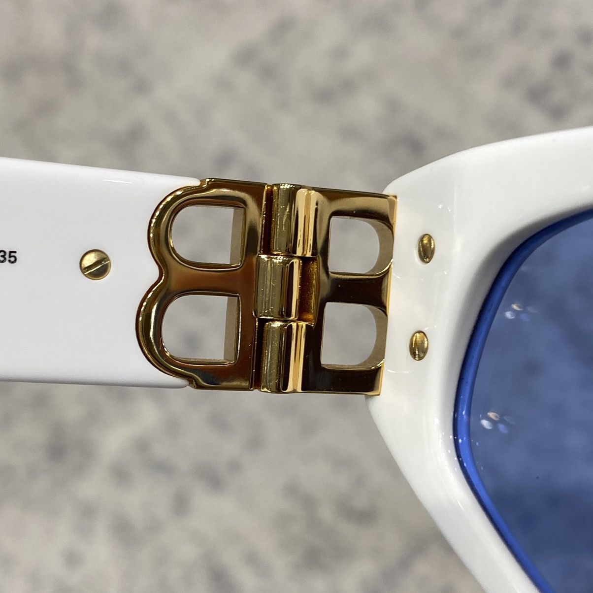 Balenciaga BALENCIAGA Dynasty D-Frame Sunglasses WHITE/BLUE Size ONE SIZE - 7 Thumbnail
