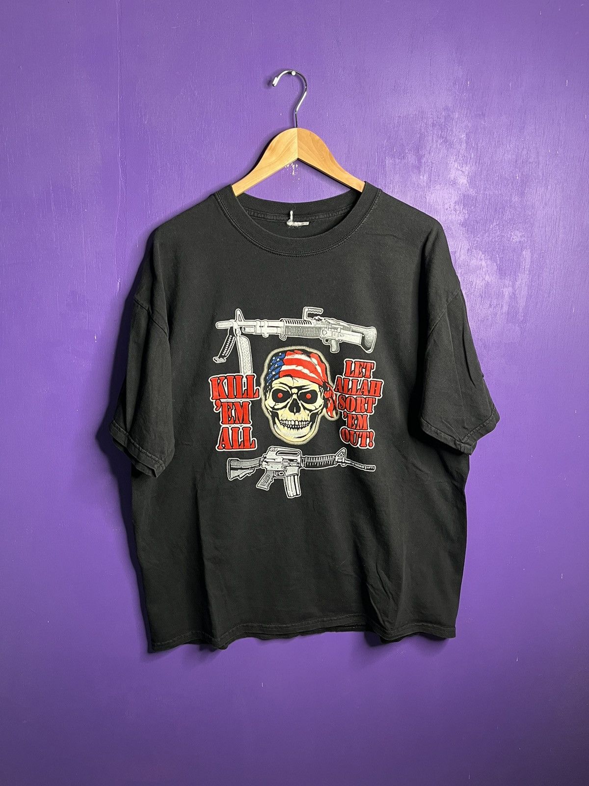 Vintage Vintage 90s Kill em all let allah sort em out t-shirt Size US XL / EU 56 / 4 - 1 Thumbnail