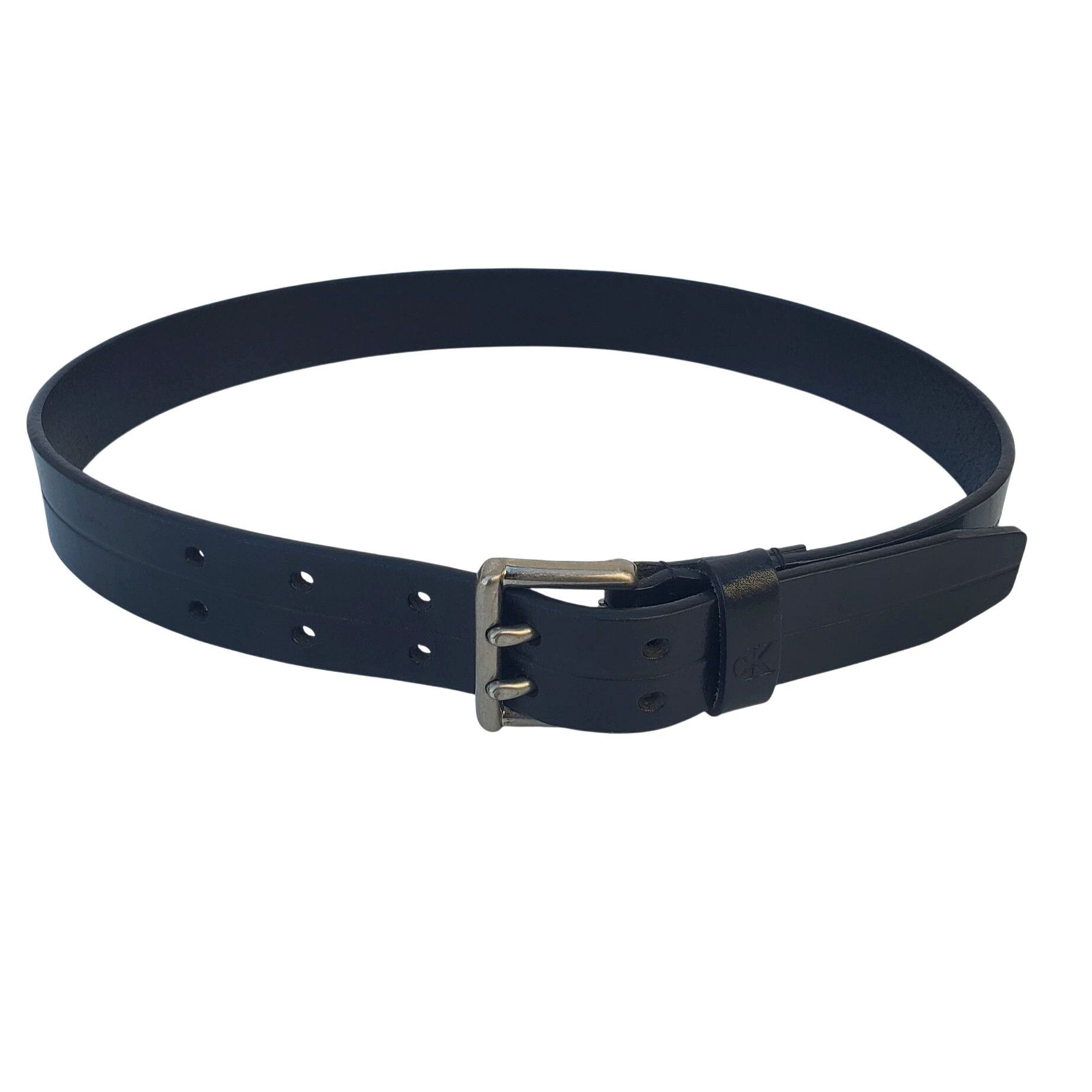 Calvin Klein Calvin Klein Black Leather Belt Double Prong Buckle Men Smal Size ONE SIZE - 4 Thumbnail