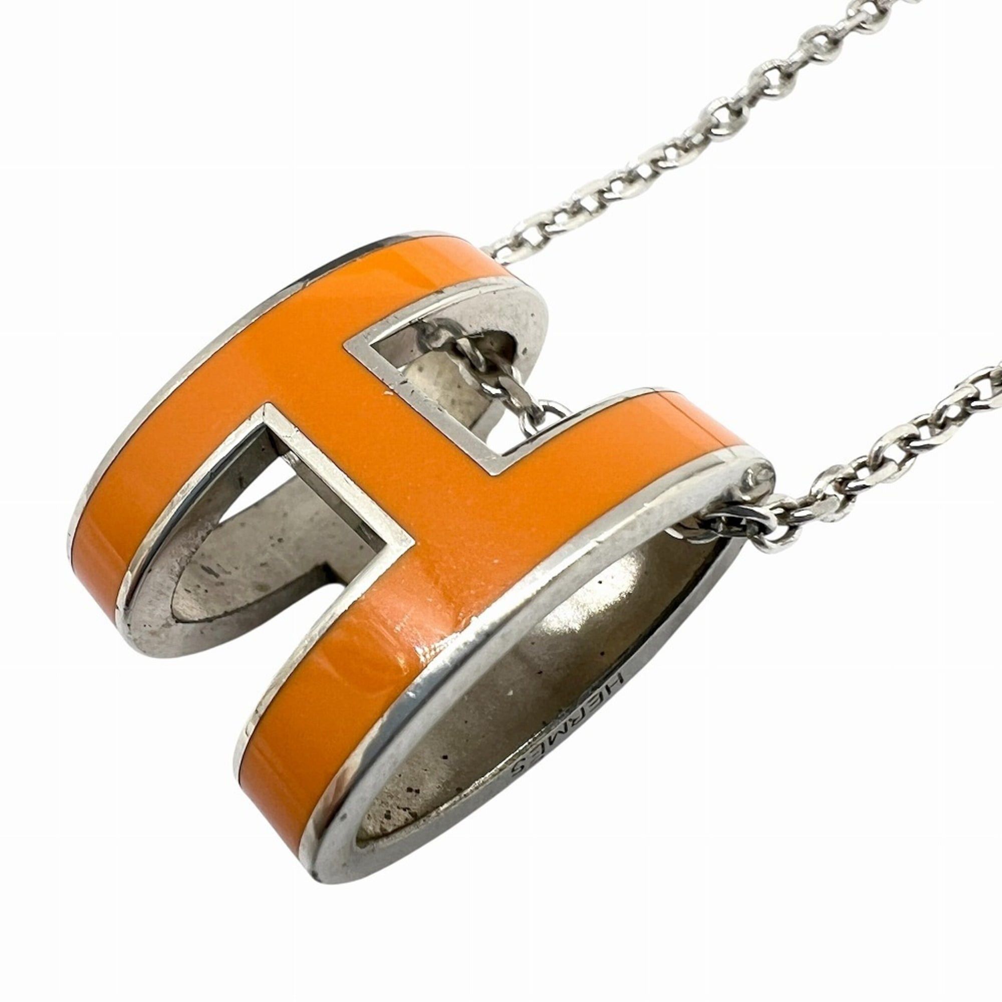 Hermes HERMES Pop H Necklace, Orange Silver Pendant, for Women and Men Size ONE SIZE - 1 Thumbnail