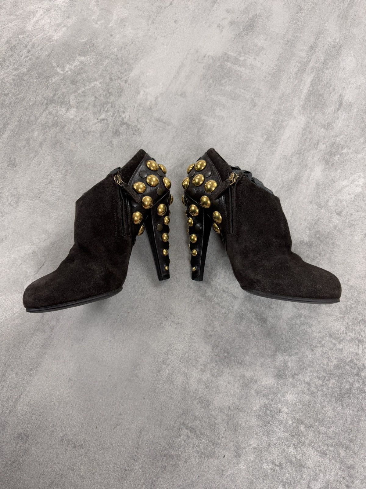 Gucci Gucci Suede Heels Leather Brown Studded Shoes 208394 Size US 6 / IT 36 - 4 Thumbnail
