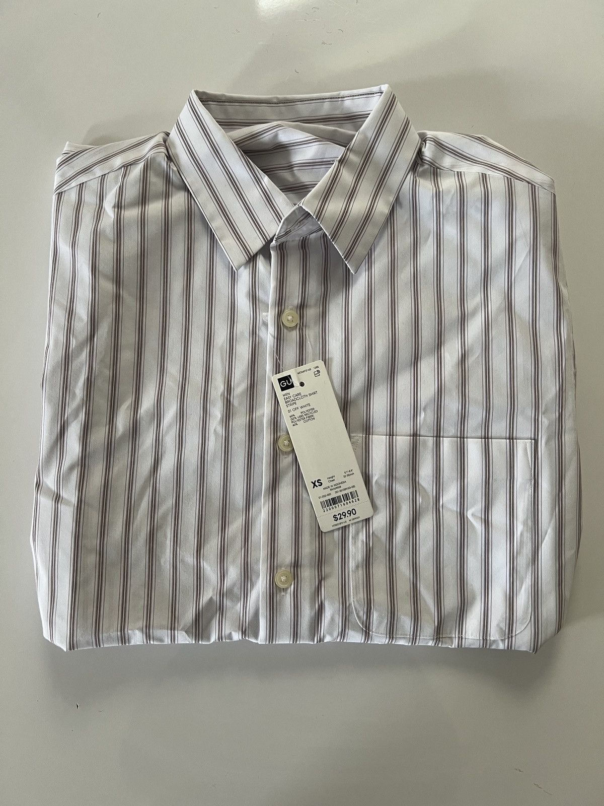 GU White and Burgandy Striped Broadcloth Shirt Size US XS / EU 42 / 0 - 1 Thumbnail