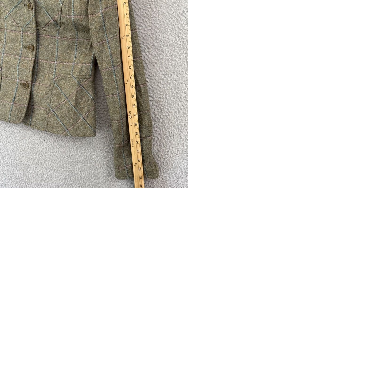Brooks Brothers VINTAGE Brooks Brothers Blazer Womens 4 Green Wool Check Tweed Business Jacket Size S / US 4 / IT 40 - 9 Thumbnail
