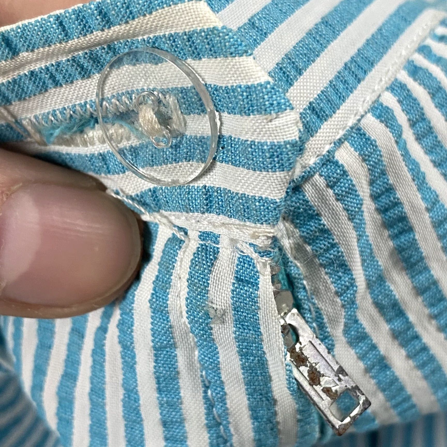 Vintage VINTAGE 50s 60s Women's Seersucker Striped Skirt 26" Waist Long A-Line Blue/White Retro Beach Size 26" / US 2 / IT 38 - 4 Thumbnail
