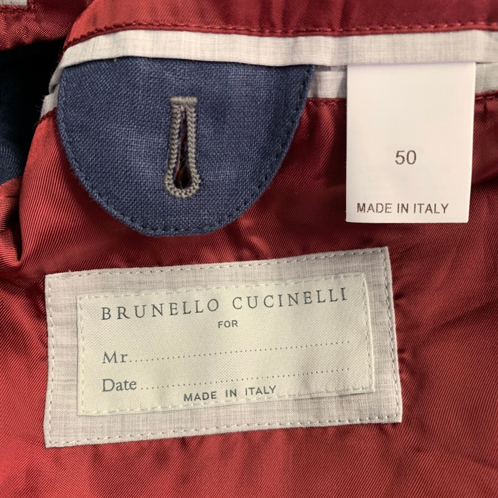 Brunello Cucinelli BRUNELLO CUCINELLI Size 40 Navy Red Twill Linen Snaps Jacket Size US M / EU 48-50 / 2 - 7 Thumbnail