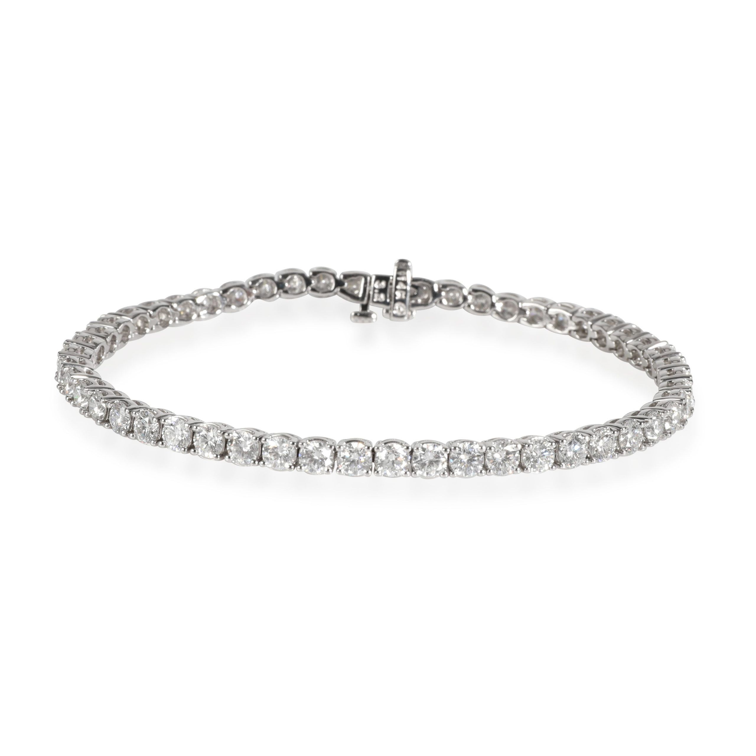 image of Tiffany Co Four Prong Diamond Bracelet In 14K White Gold 6.00 Ctw, Women's