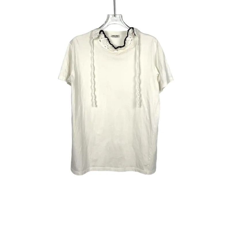 Miu Miu Miu Miu White Wool Women's T-Shirt 0089 Size M / US 6-8 / IT 42-44 - 1 Thumbnail